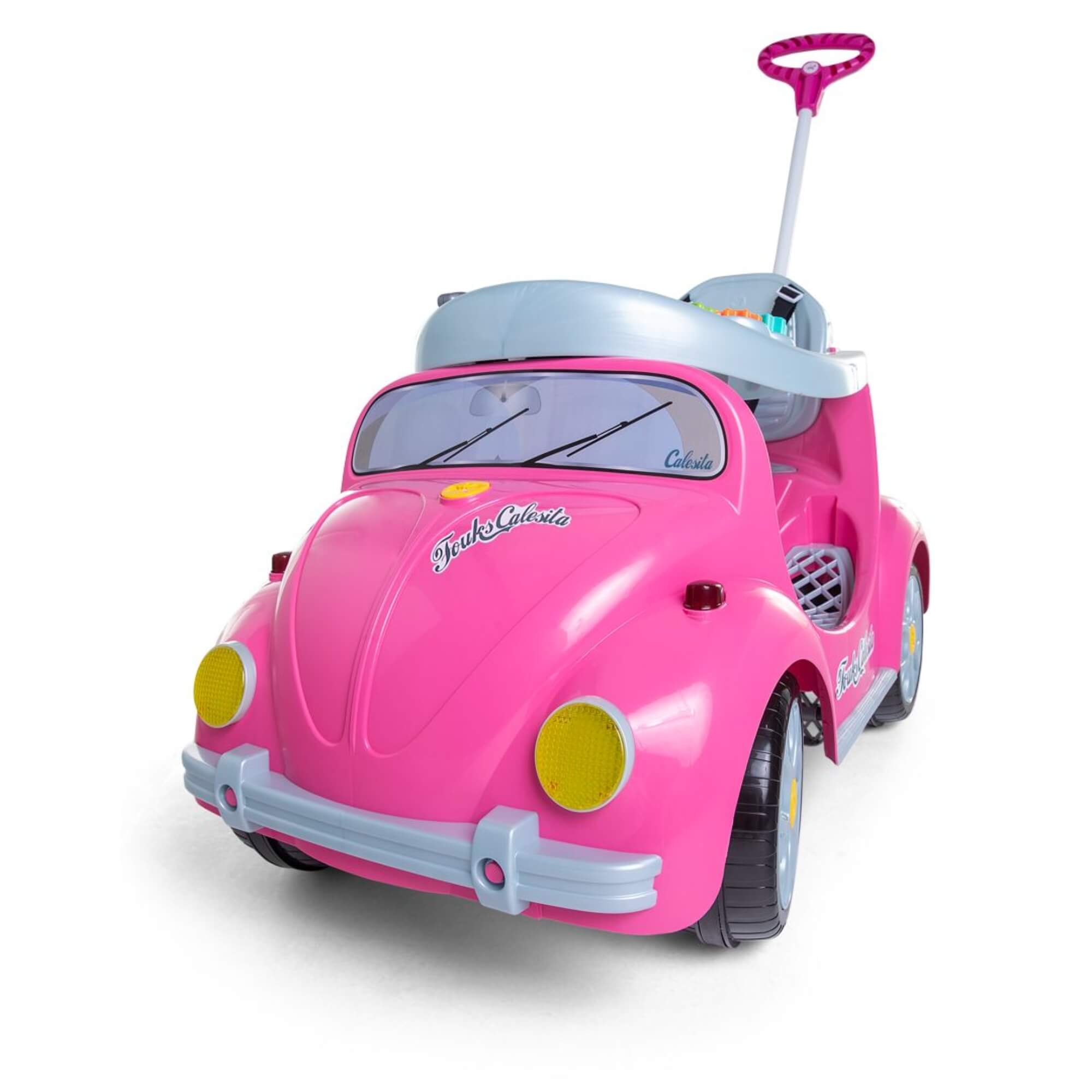 Carrinho de Passeio Infantil Fouks Rosa com Empurrador e Pedal Calesita - 0996