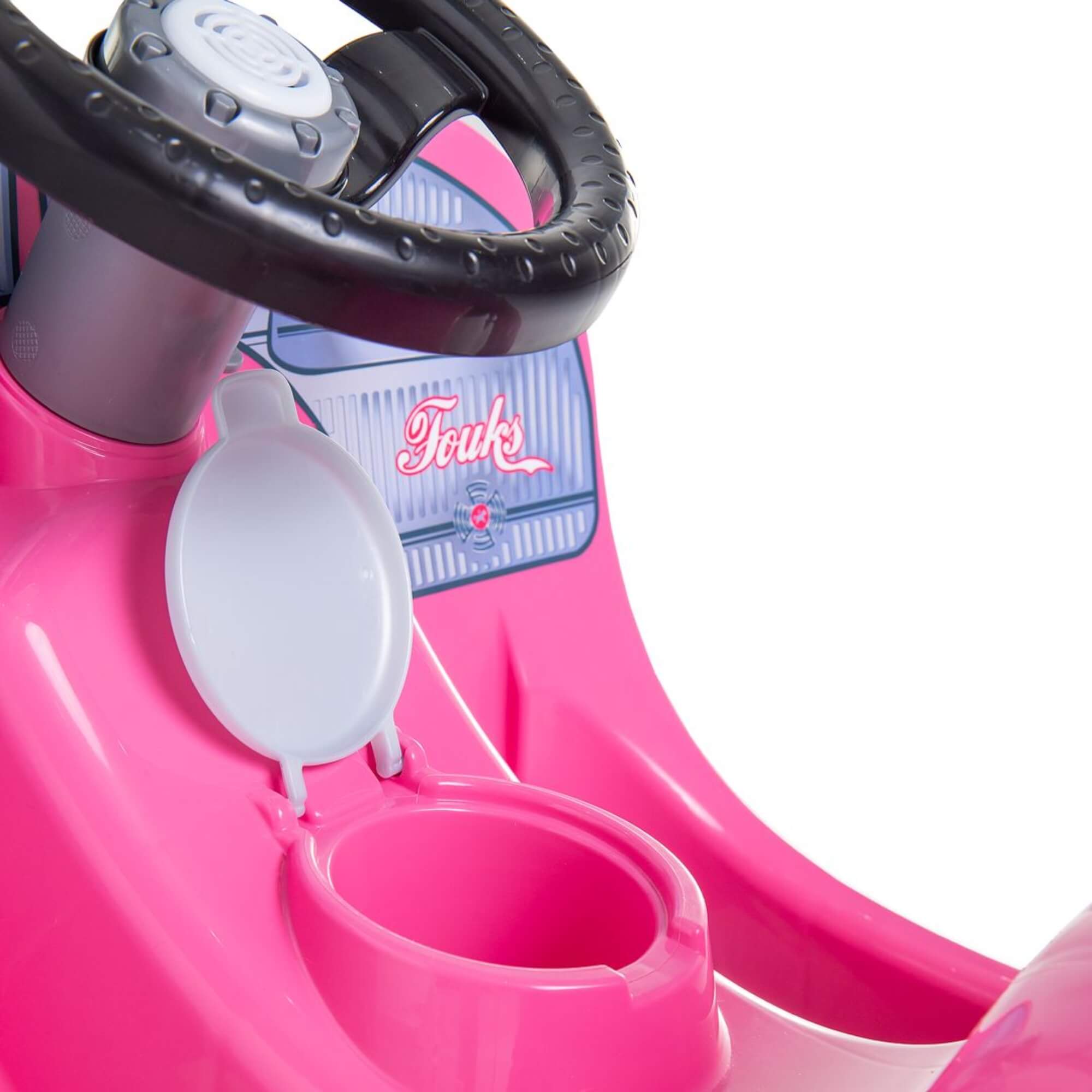 Carrinho de Passeio Infantil Fouks Rosa com Empurrador e Pedal Calesita - 0996