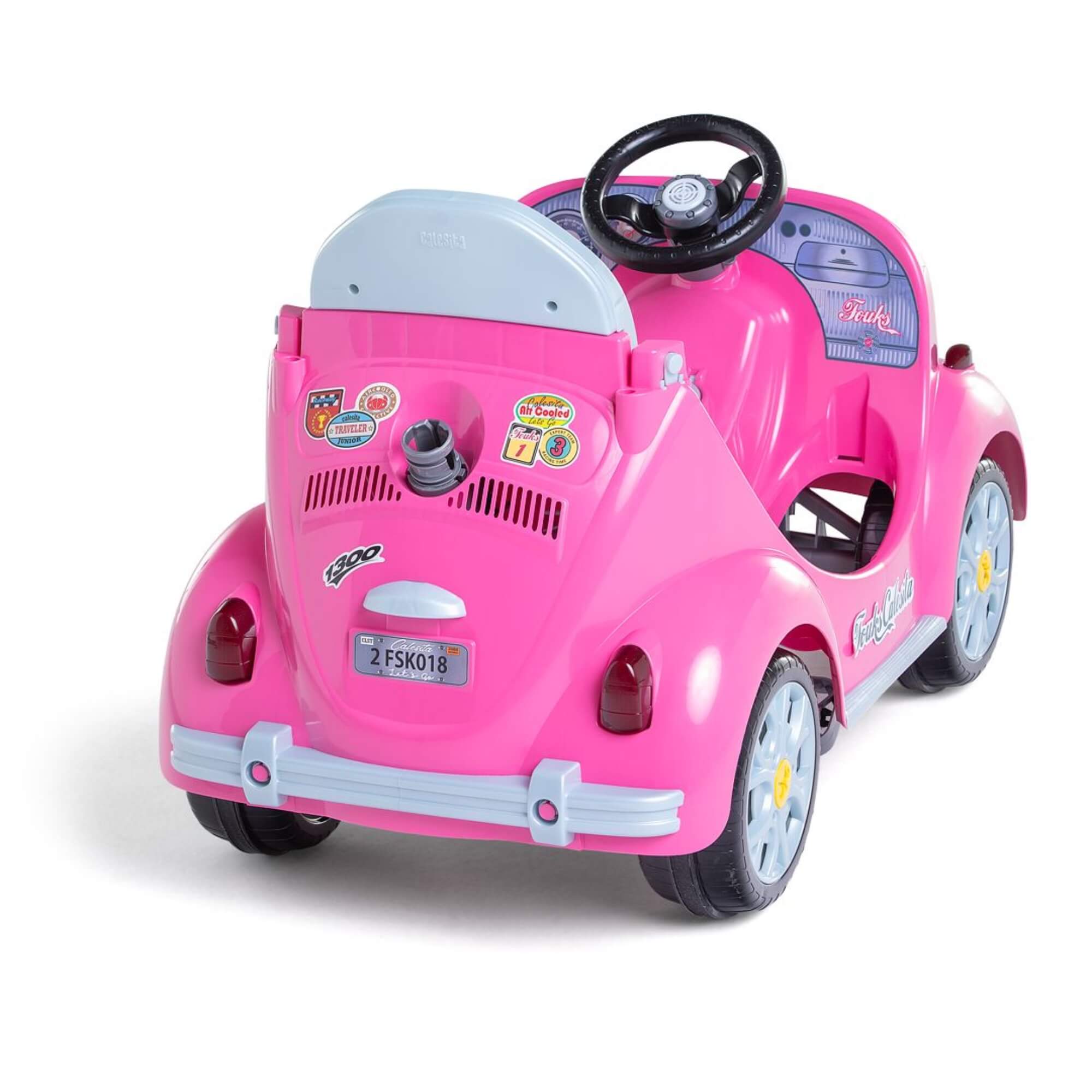 Carrinho de Passeio Infantil Fouks Rosa com Empurrador e Pedal Calesita - 0996
