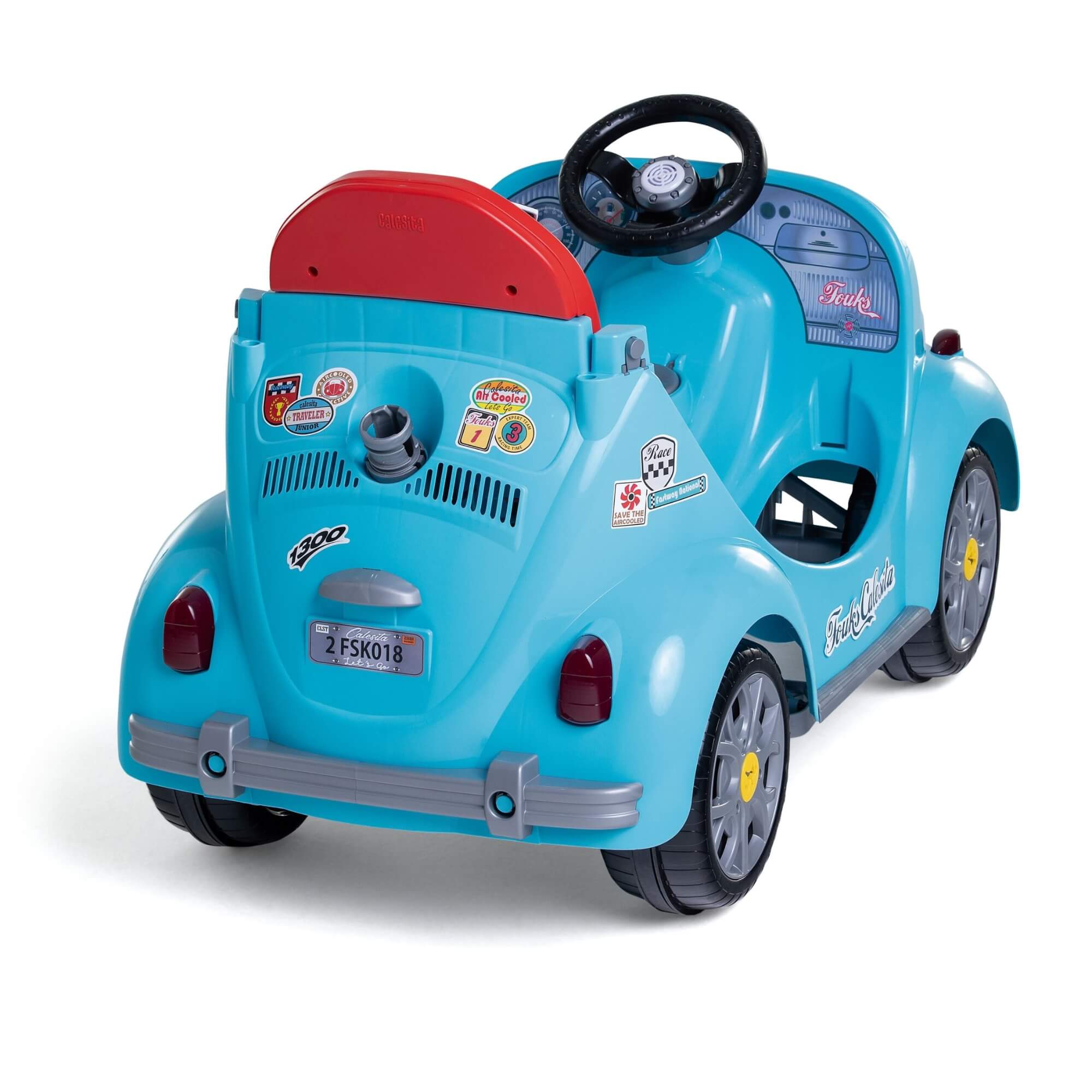 Carrinho de Passeio Infantil Fouks Azul com Empurrador e Pedal Calesita - 0998
