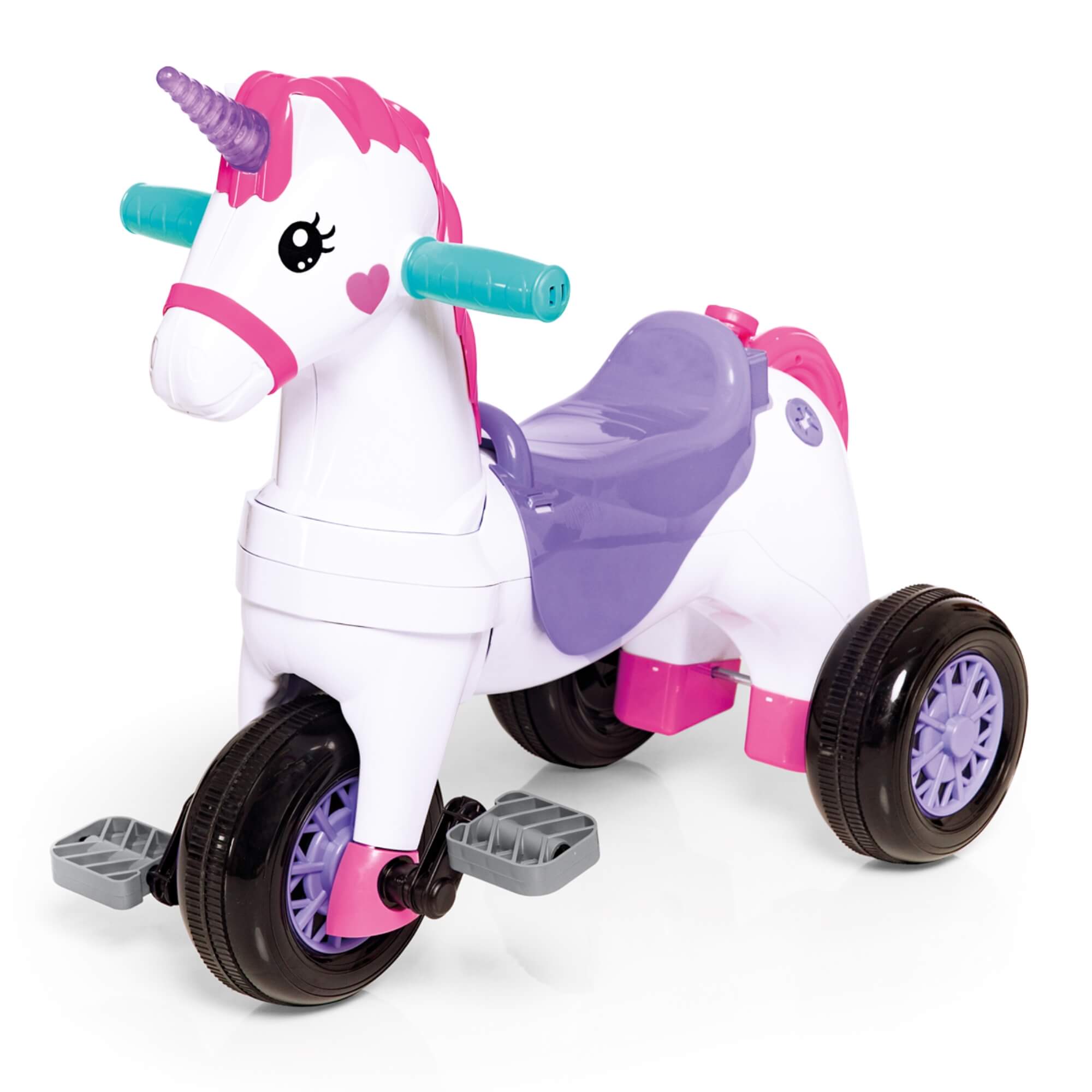 Triciclo Infantil Unicórnio Fantasy Rosa com Pedal e Empurrador Calesita - 1001