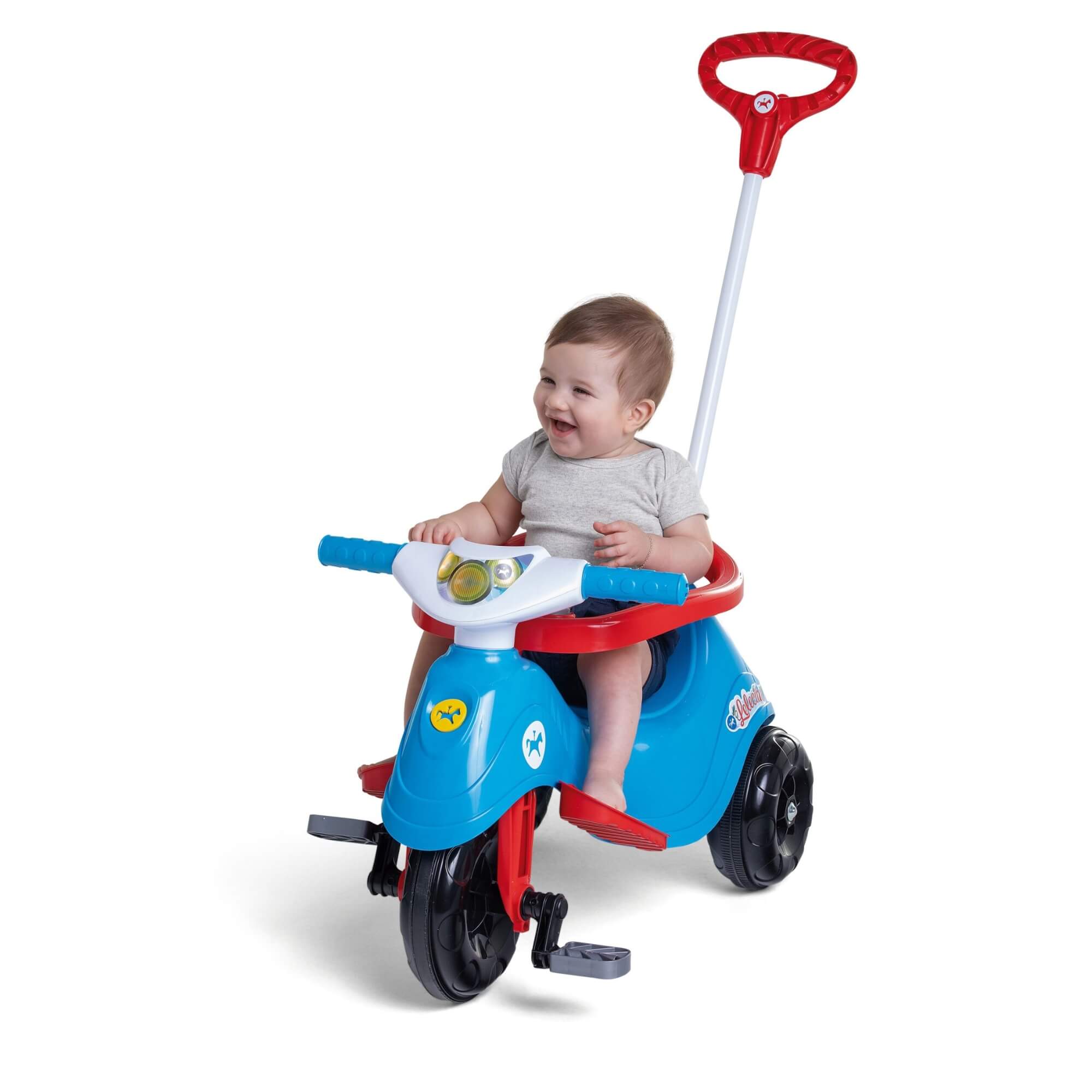 Triciclo Infantil Lelecita Azul com Pedal e Empurrador Calesita - 1004