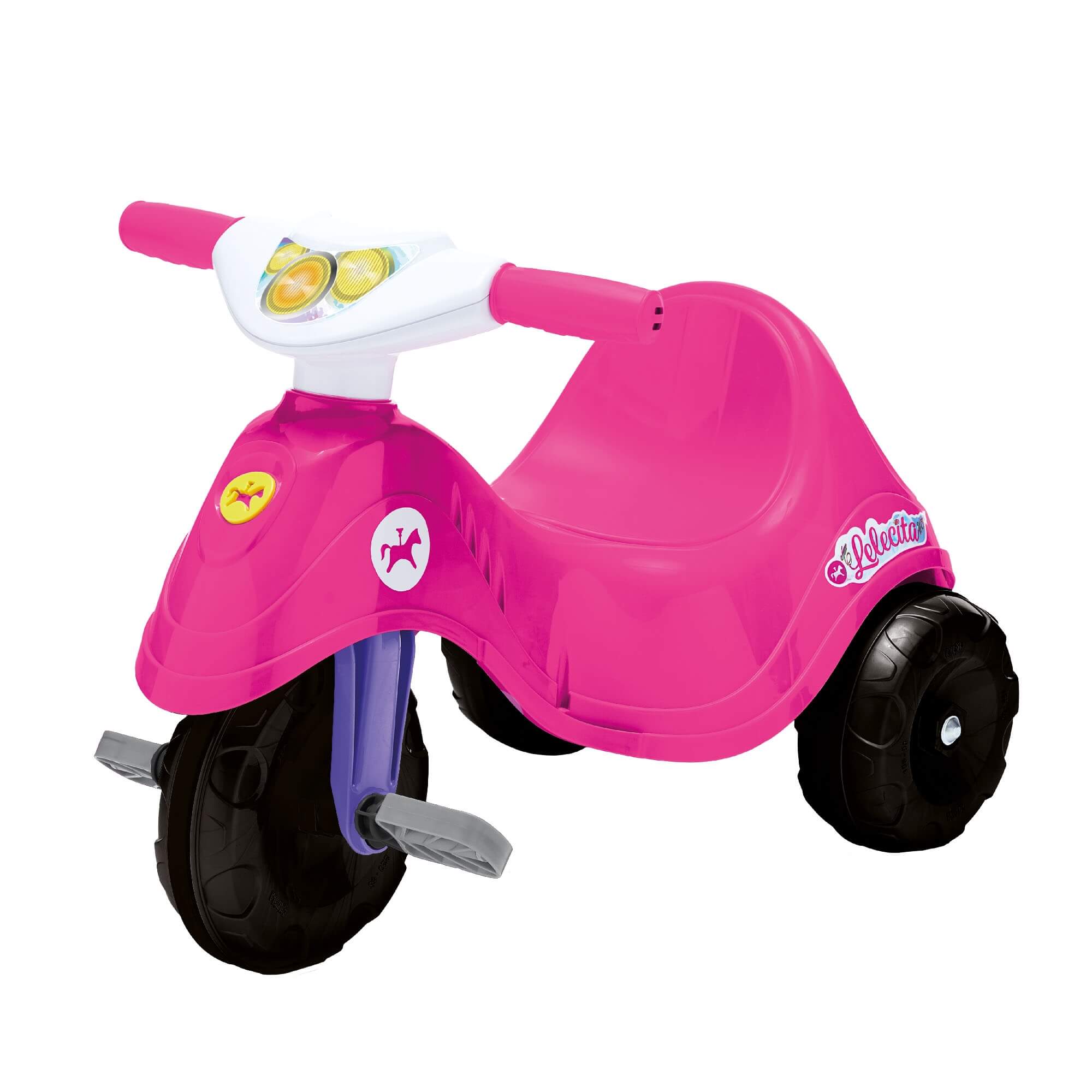 Triciclo Infantil Lelecita Rosa com Pedal e Empurrador Calesita - 1006