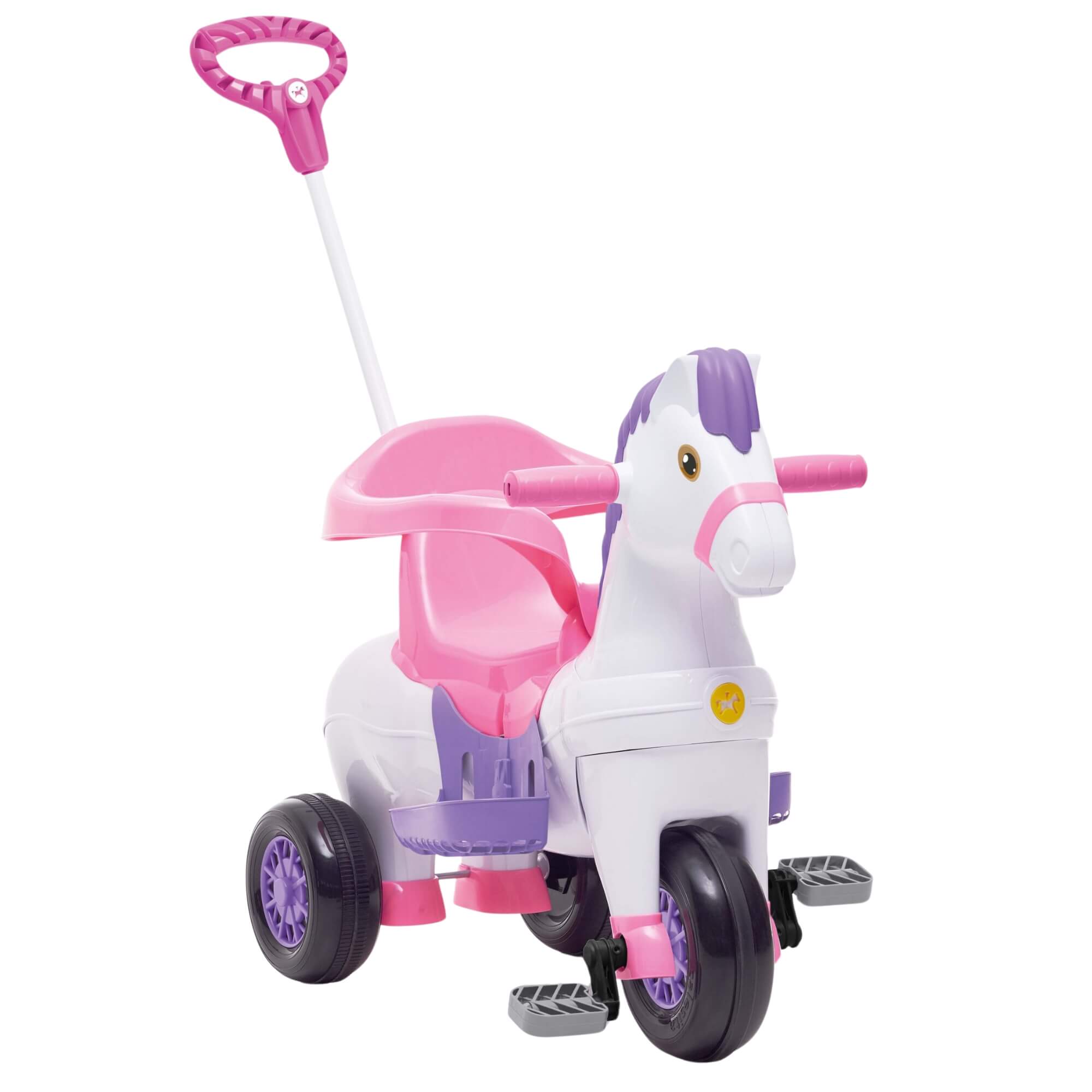 Triciclo Infantil Potó Rosa com Pedal e Empurrador Calesita - 1012