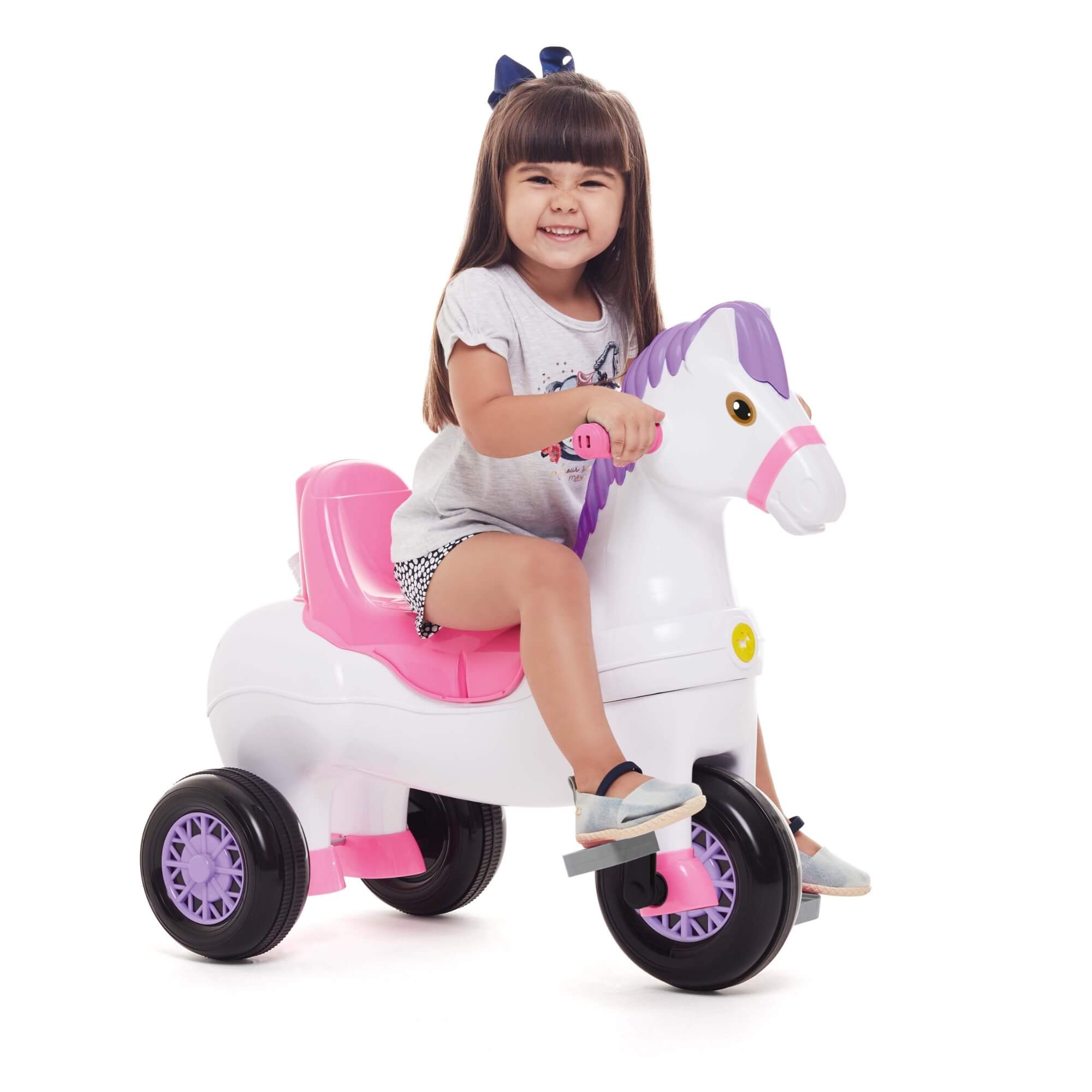 Triciclo Infantil Potó Rosa com Pedal e Empurrador Calesita - 1012