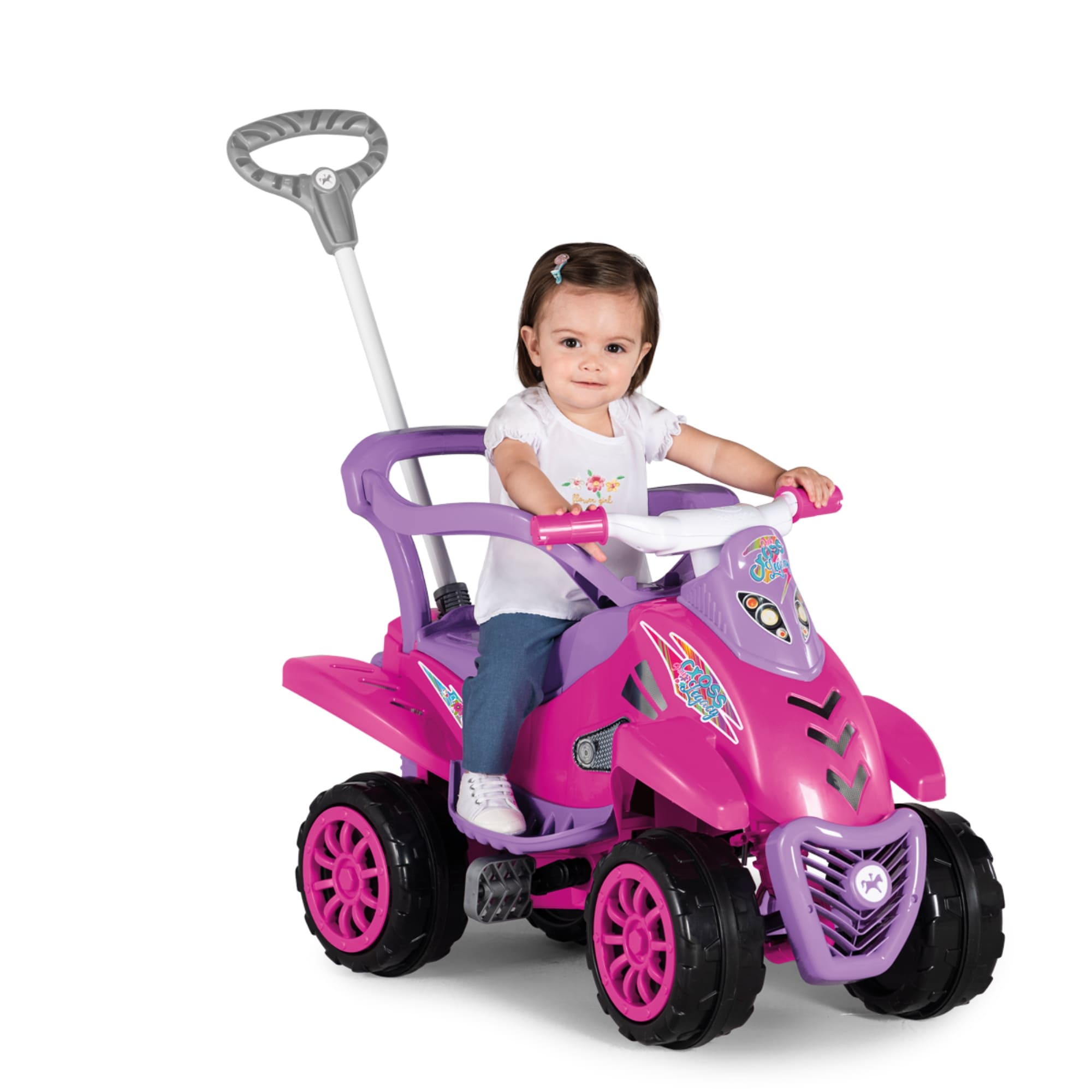 Quadriciclo Infantil Cross Legacy Pink +24 Meses Empurrador e Pedal CALESITA - 1017