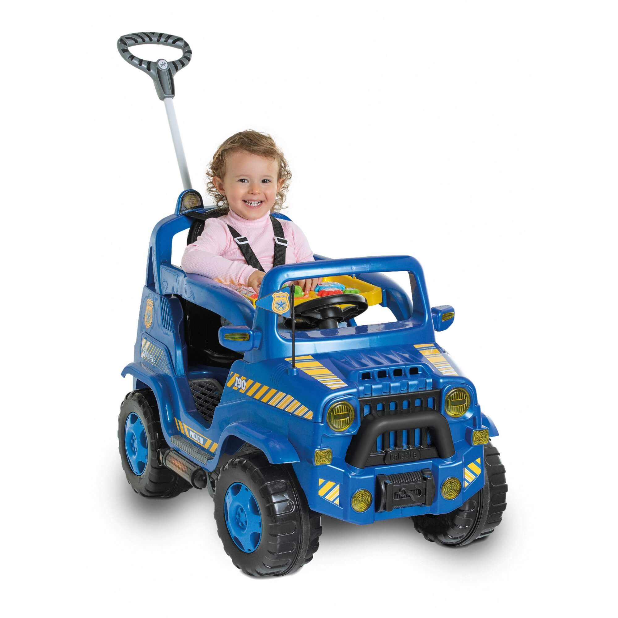 Carrinho Infantil de Passeio e Pedal Diipi Polícia com Empurrador Calesita - 1019