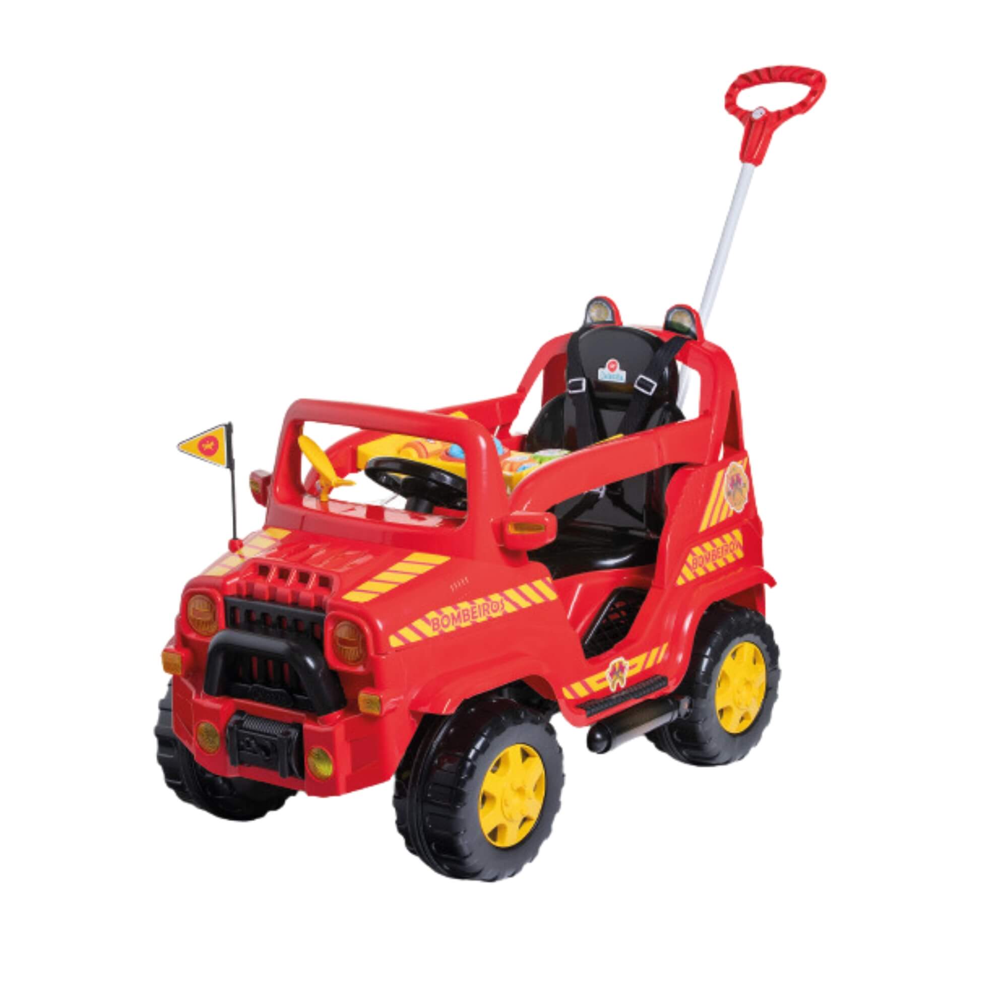 Carrinho de Passeio e Pedal Diipi Bombeiro com Empurrador Calesita - 1020