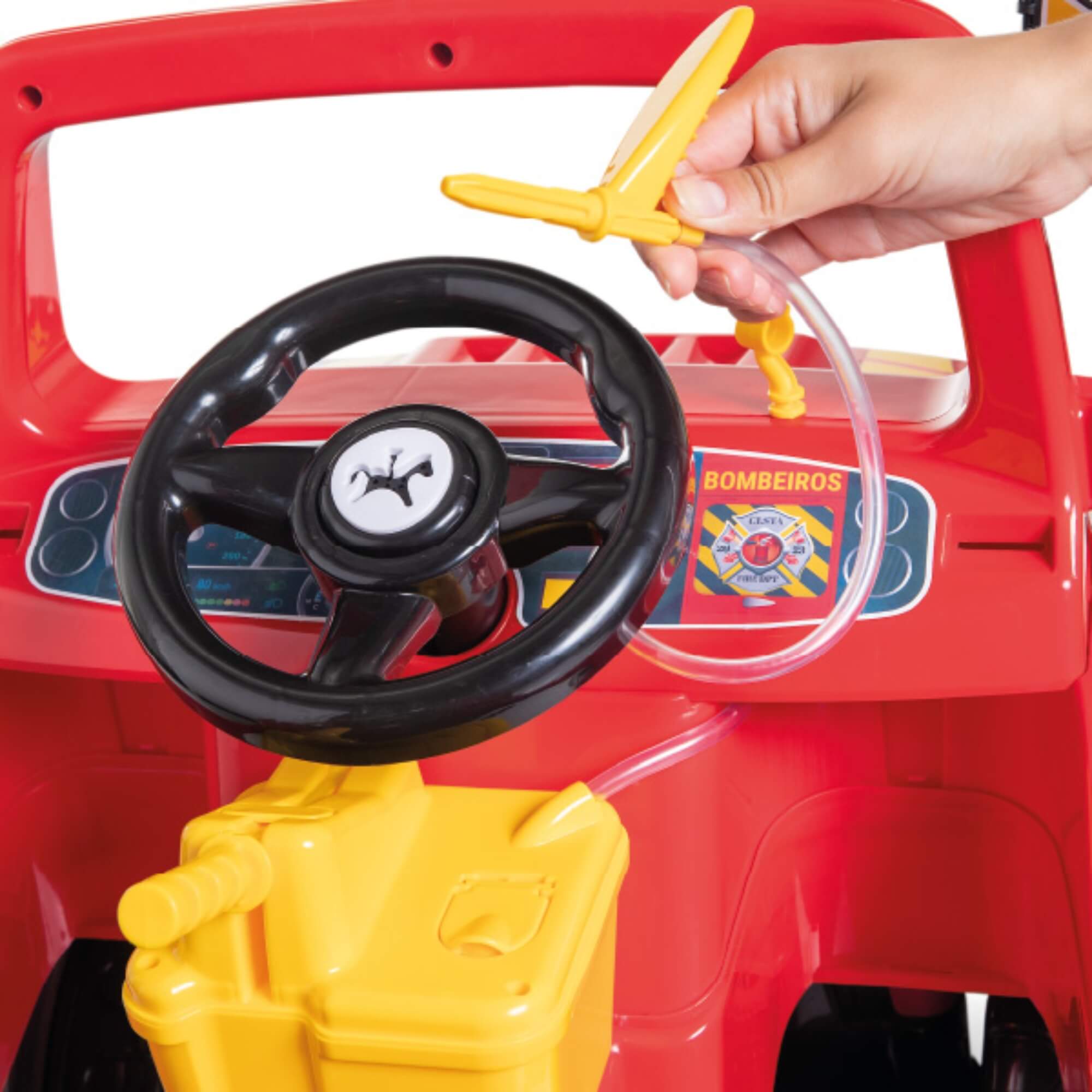Carrinho de Passeio e Pedal Diipi Bombeiro com Empurrador Calesita - 1020