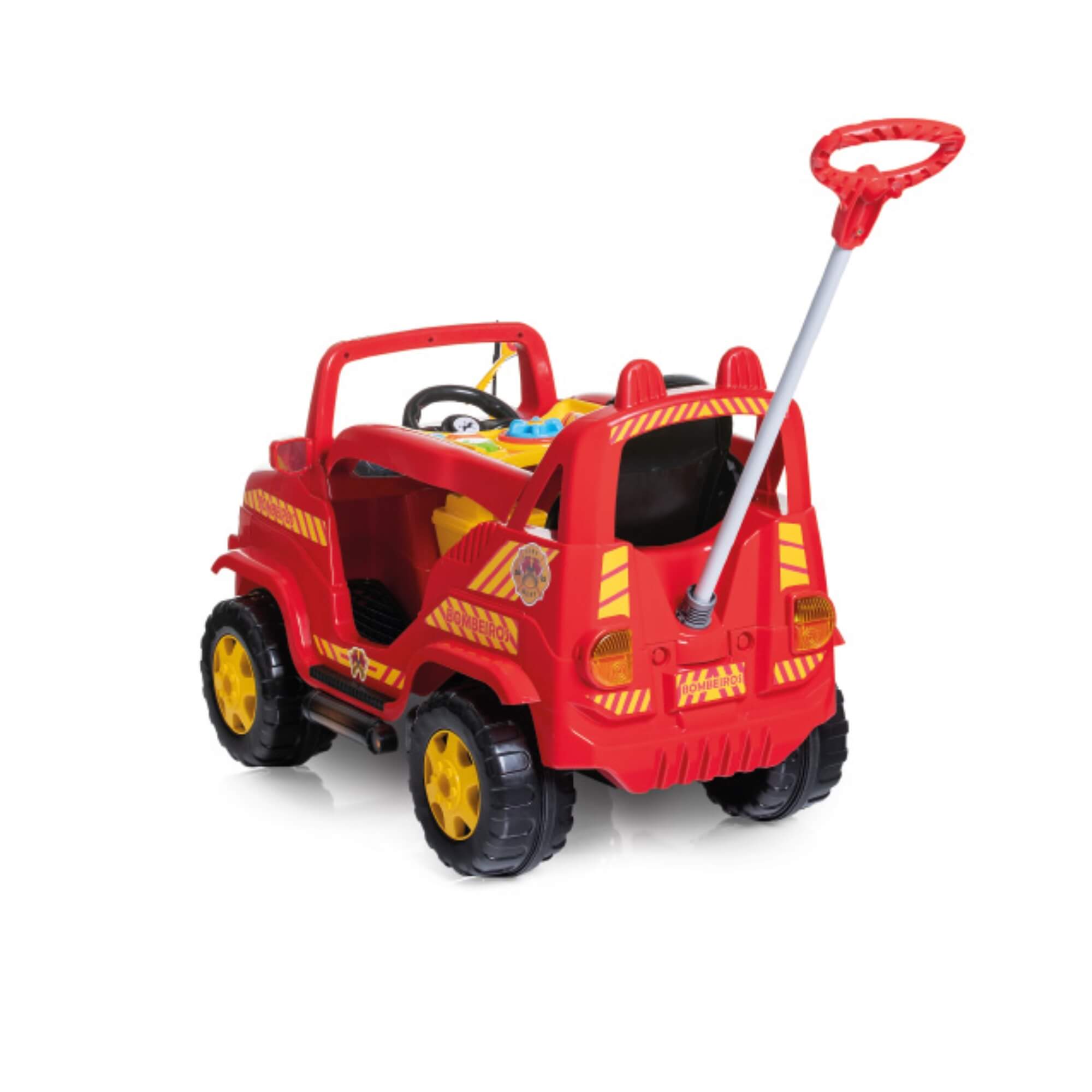 Carrinho de Passeio e Pedal Diipi Bombeiro com Empurrador Calesita - 1020