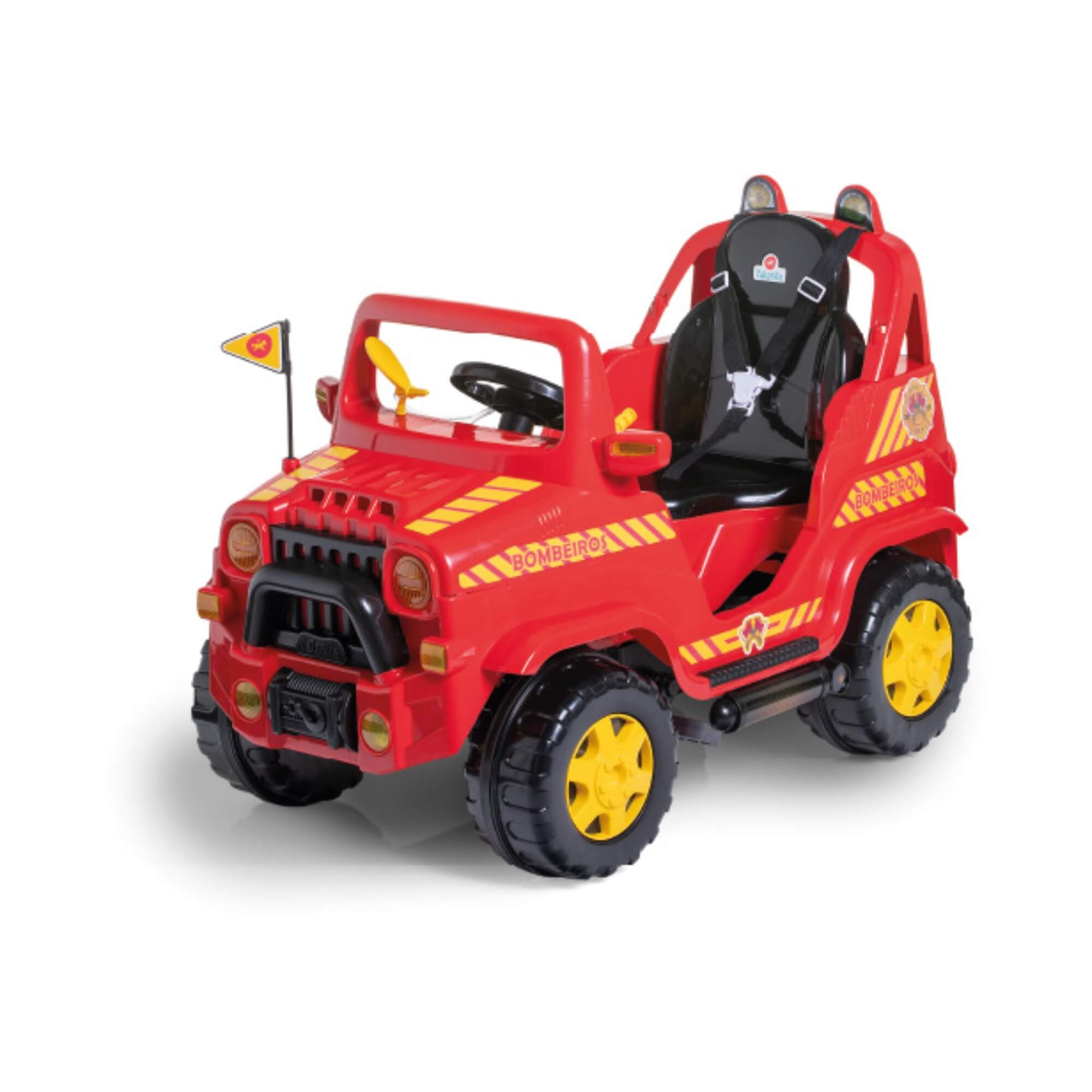 Carrinho de Passeio e Pedal Diipi Bombeiro com Empurrador Calesita - 1020