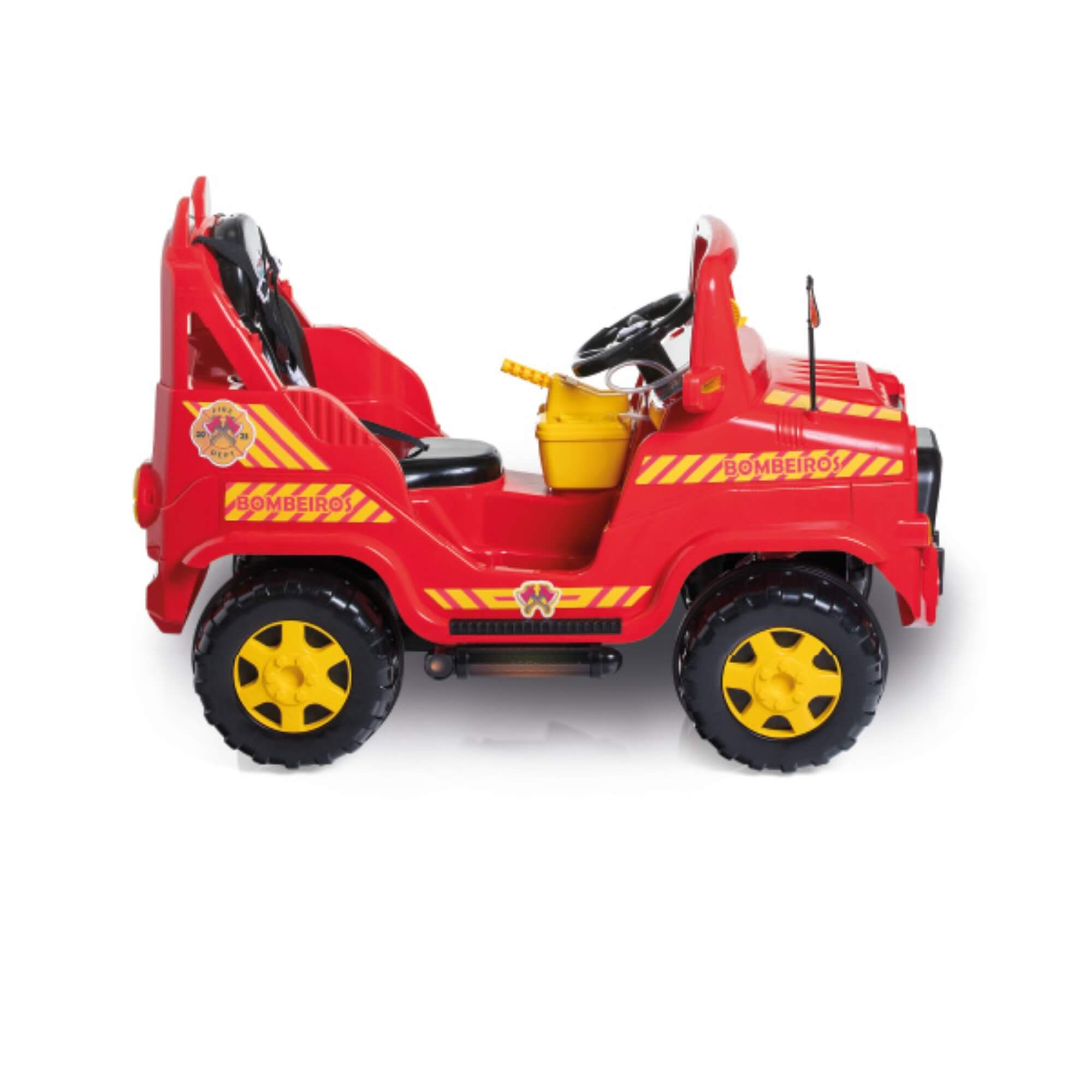 Carrinho de Passeio e Pedal Diipi Bombeiro com Empurrador Calesita - 1020