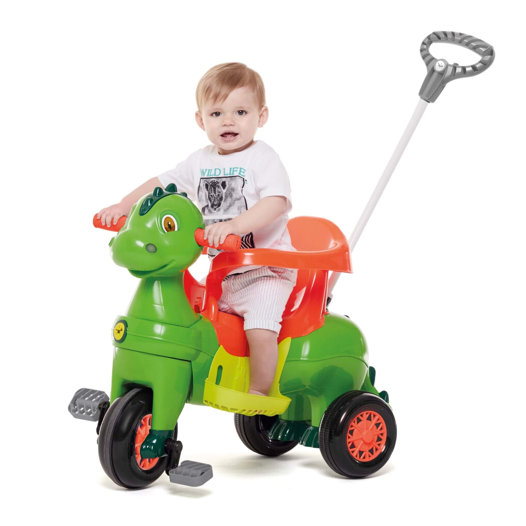 Triciclo Infantil Didino com Pedal e Empurrador Calesita - 1021