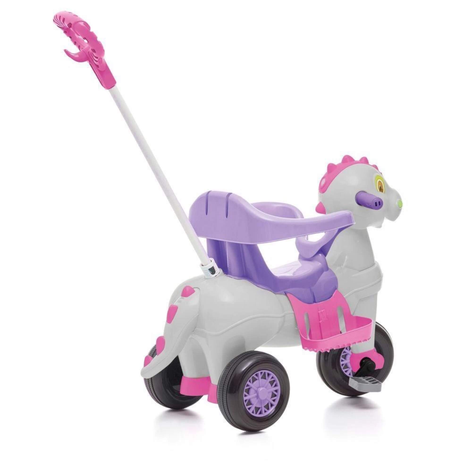 Triciclo Infantil Carrinho de Passeio Didino Rosa com Pedal e Empurrador Calesita - 1022