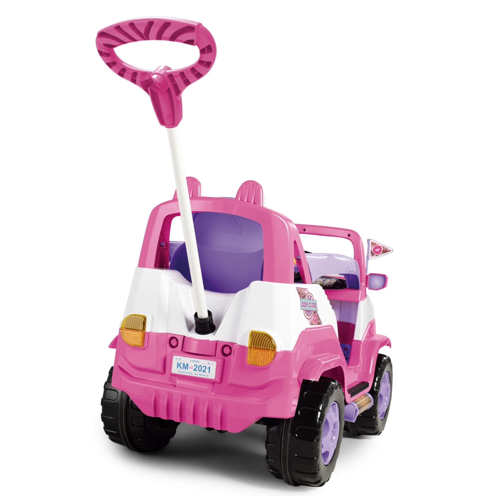 Carrinho de Passeio Infantil Diipi Rosa com Pedal e Empurrador Calesita - 1028
