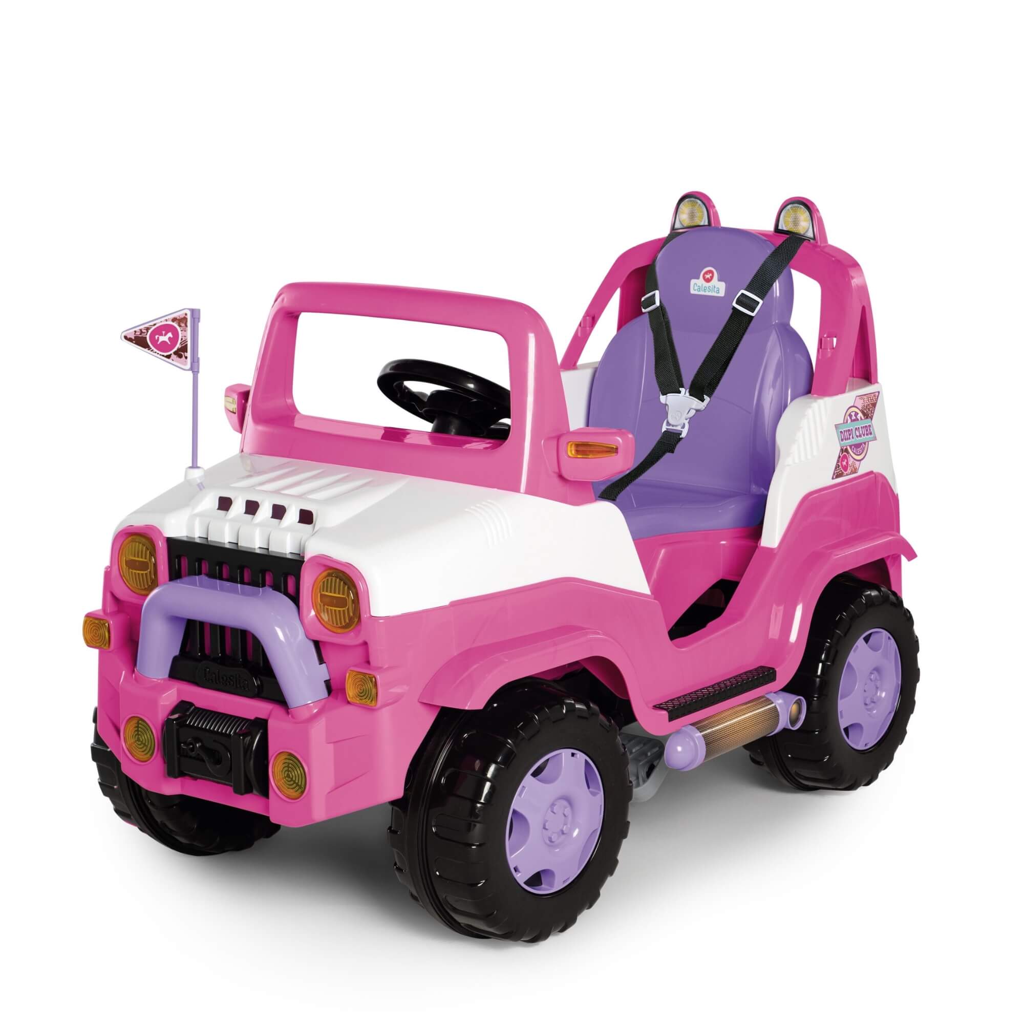 Carrinho de Passeio Infantil Diipi Rosa com Pedal e Empurrador Calesita - 1028
