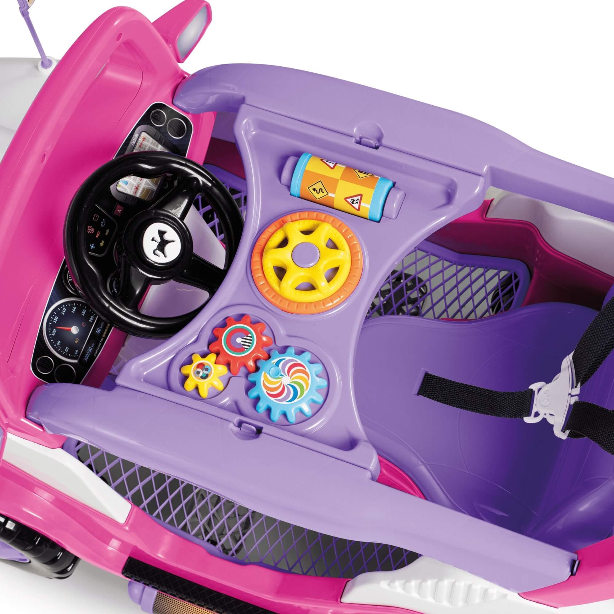 Carrinho de Passeio Infantil Diipi Rosa com Pedal e Empurrador Calesita - 1028
