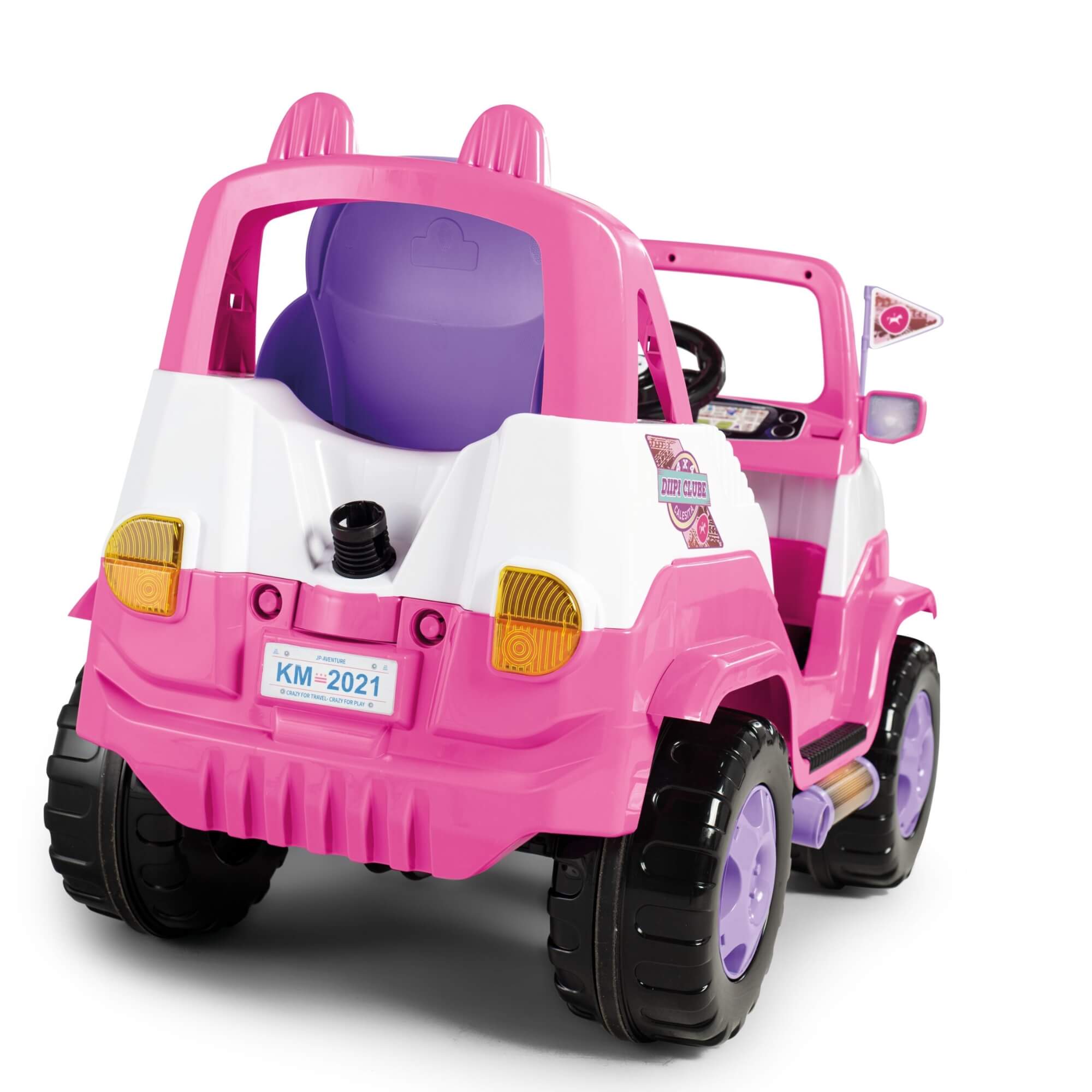 Carrinho de Passeio Infantil Diipi Rosa com Pedal e Empurrador Calesita - 1028