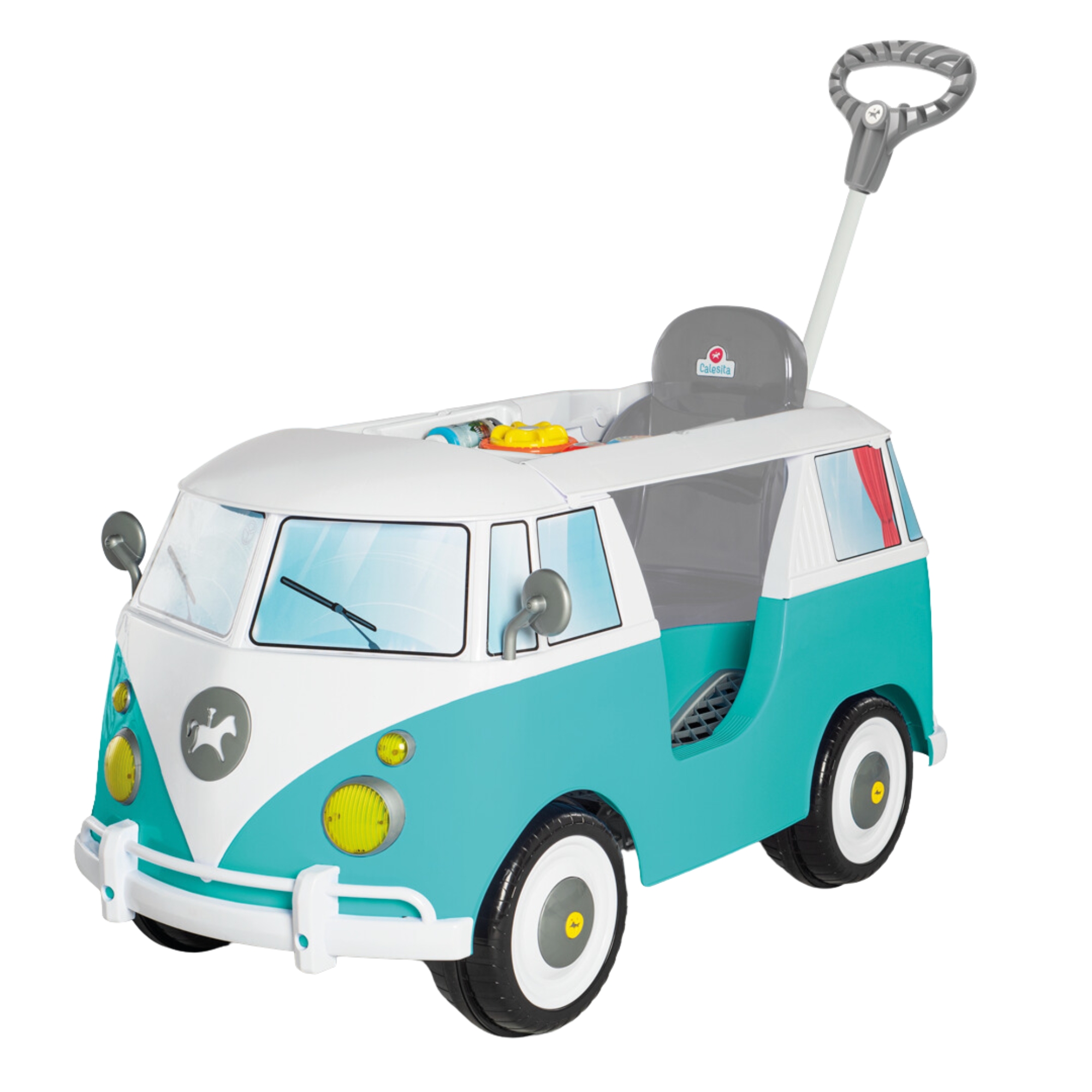 Carrinho de Passeio Kombina Azul com Pedal e Empurrador Calesita - 1029