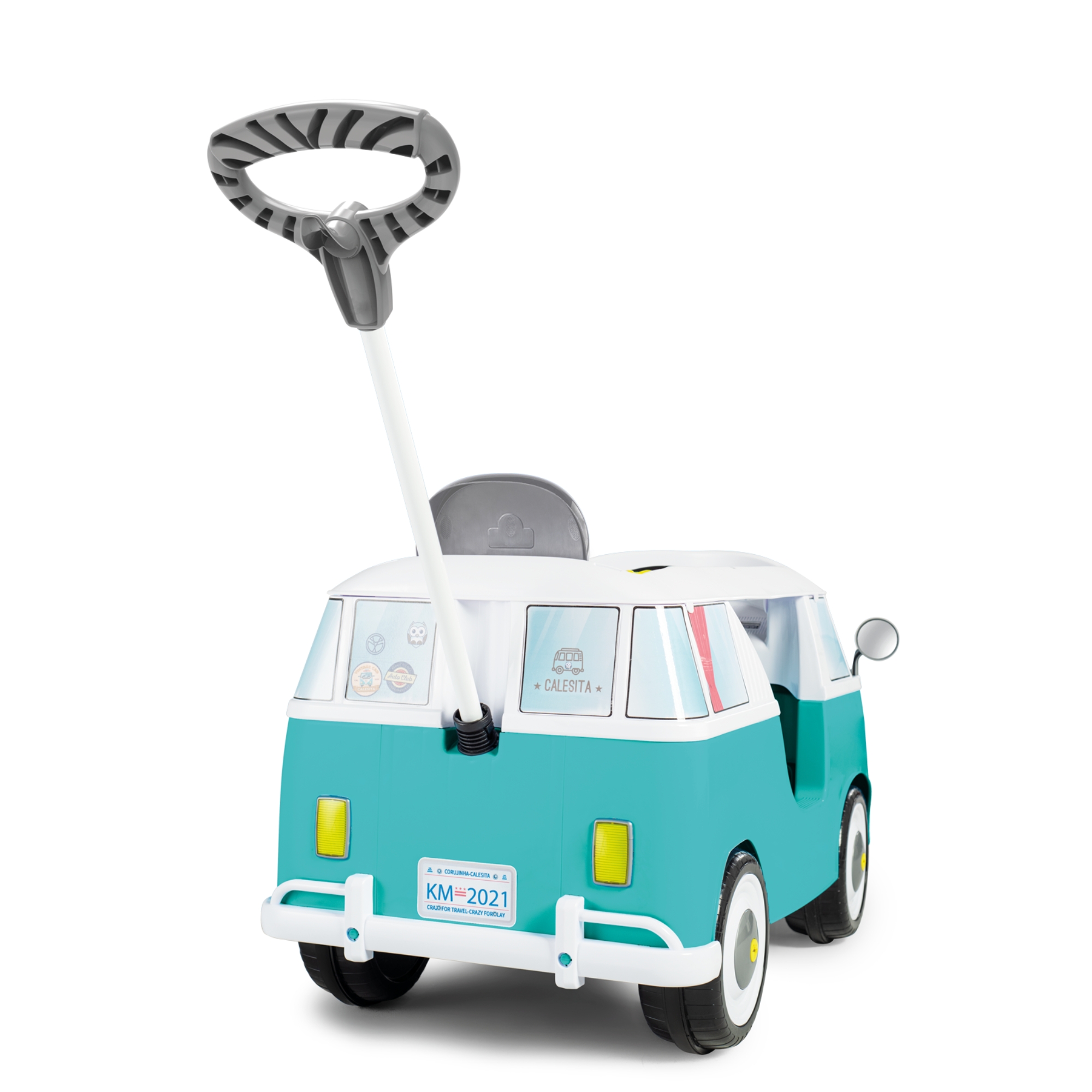 Carrinho de Passeio Kombina Azul com Pedal e Empurrador Calesita - 1029