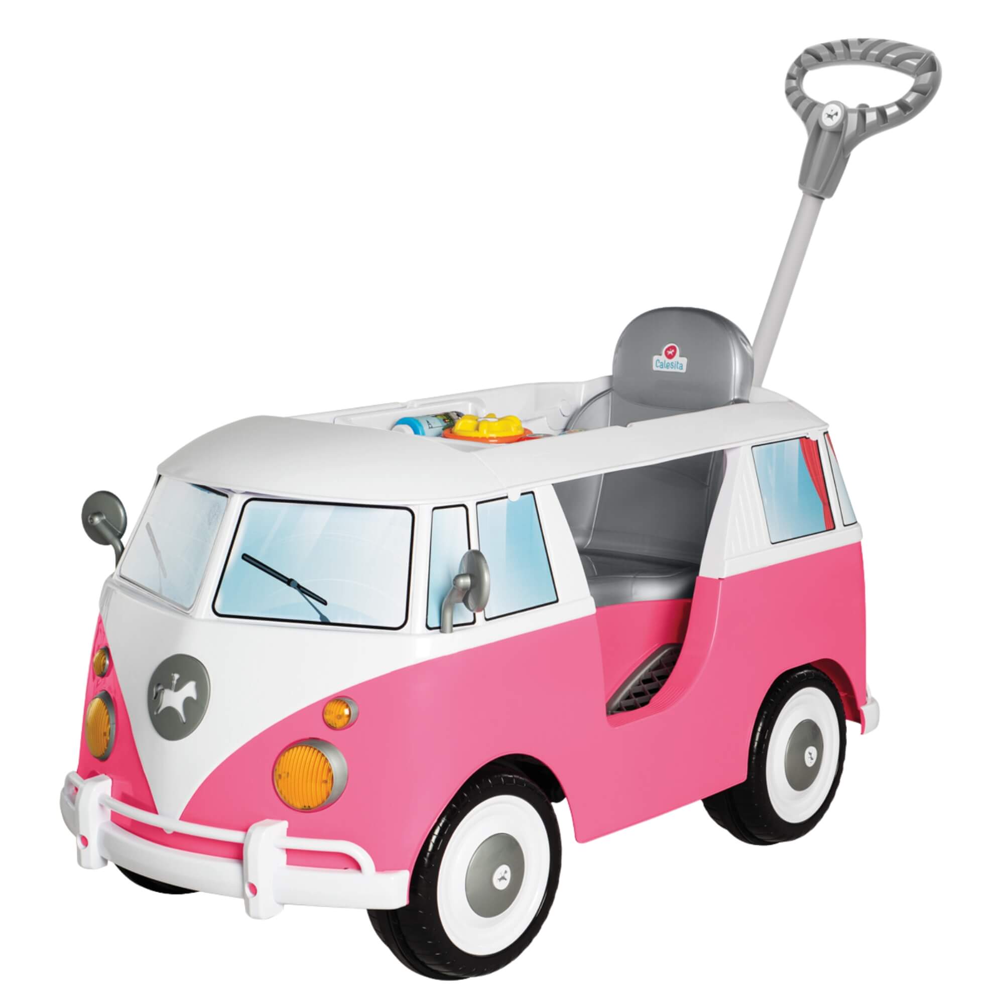 Carrinho de Passeio e Pedal Infantil Kombina Rosa com Empurrador Calesita - 1030