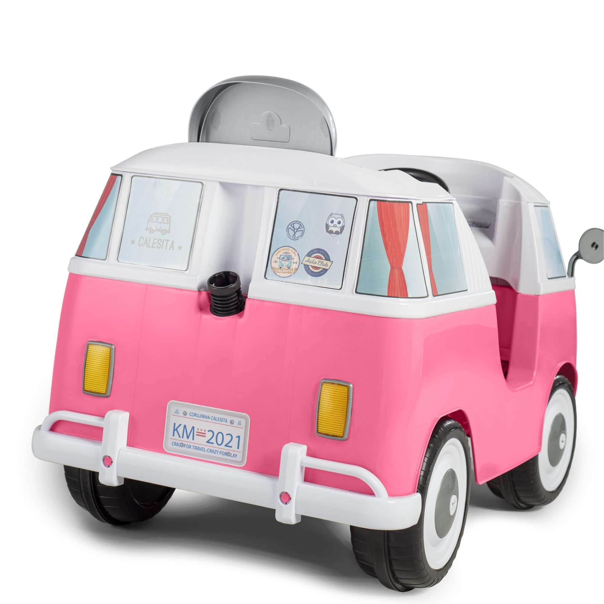 Carrinho de Passeio e Pedal Infantil Kombina Rosa com Empurrador Calesita - 1030