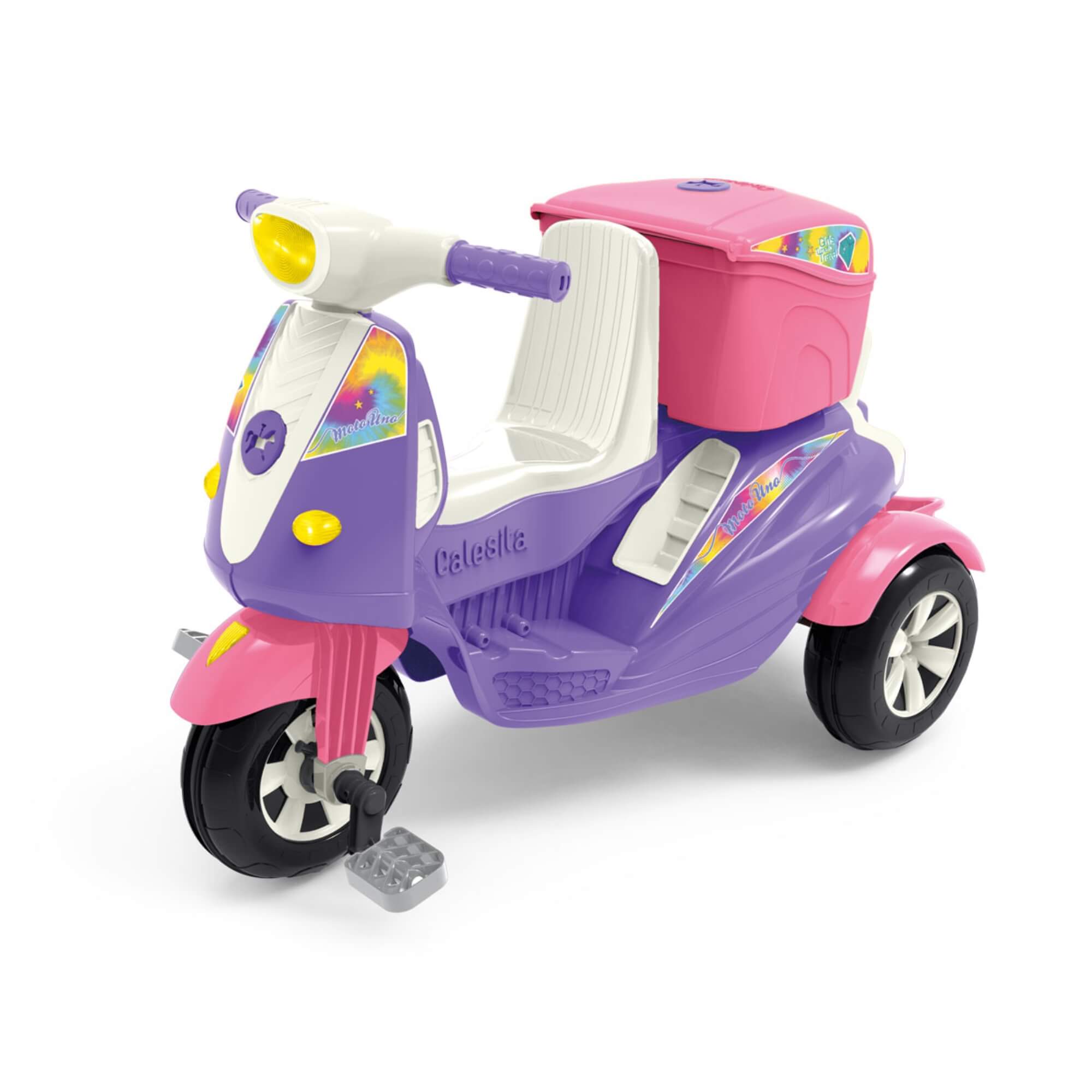 Triciclo Infantil Moto Uno Rosa com Pedal e Empurrador Calesita - 1036