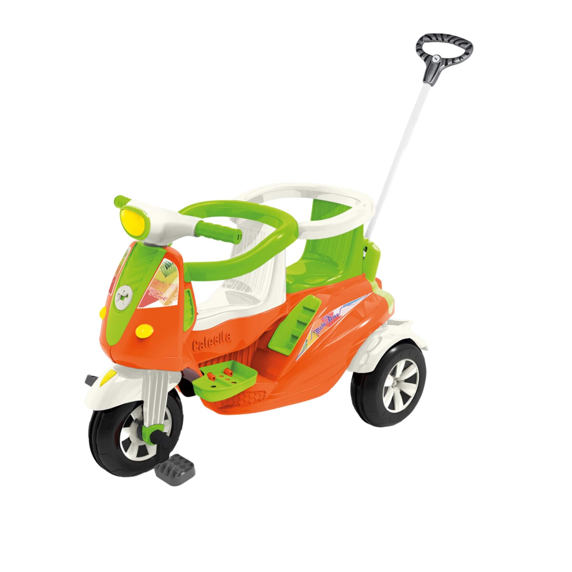 Triciclo com Pedal e Empurrador Moto Duo Dois Lugares Calesita - 1037