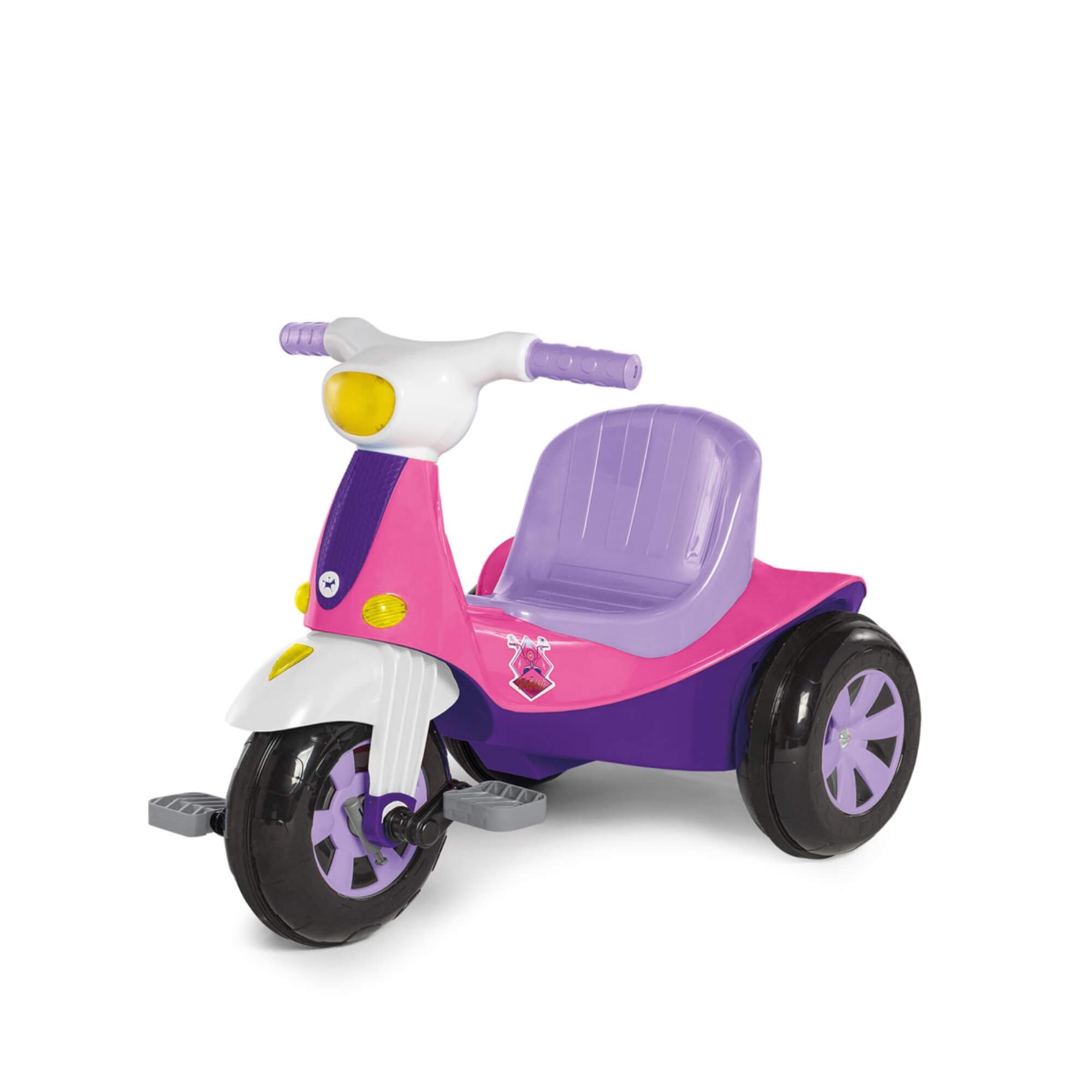 Triciclo Infantil Velomoto Rosa com Pedal e Empurrador Calesita - 1041