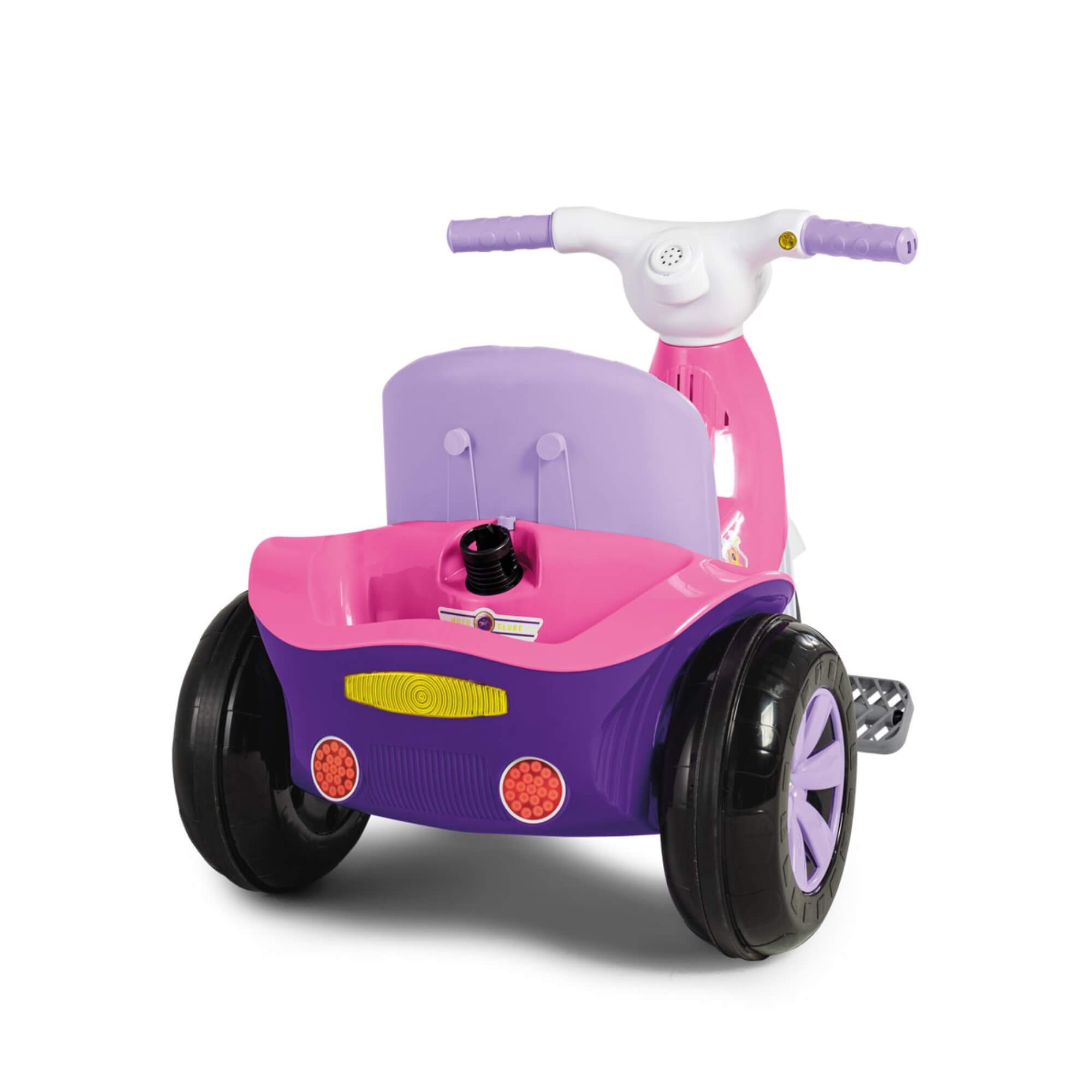 Triciclo Infantil Velomoto Rosa com Pedal e Empurrador Calesita - 1041