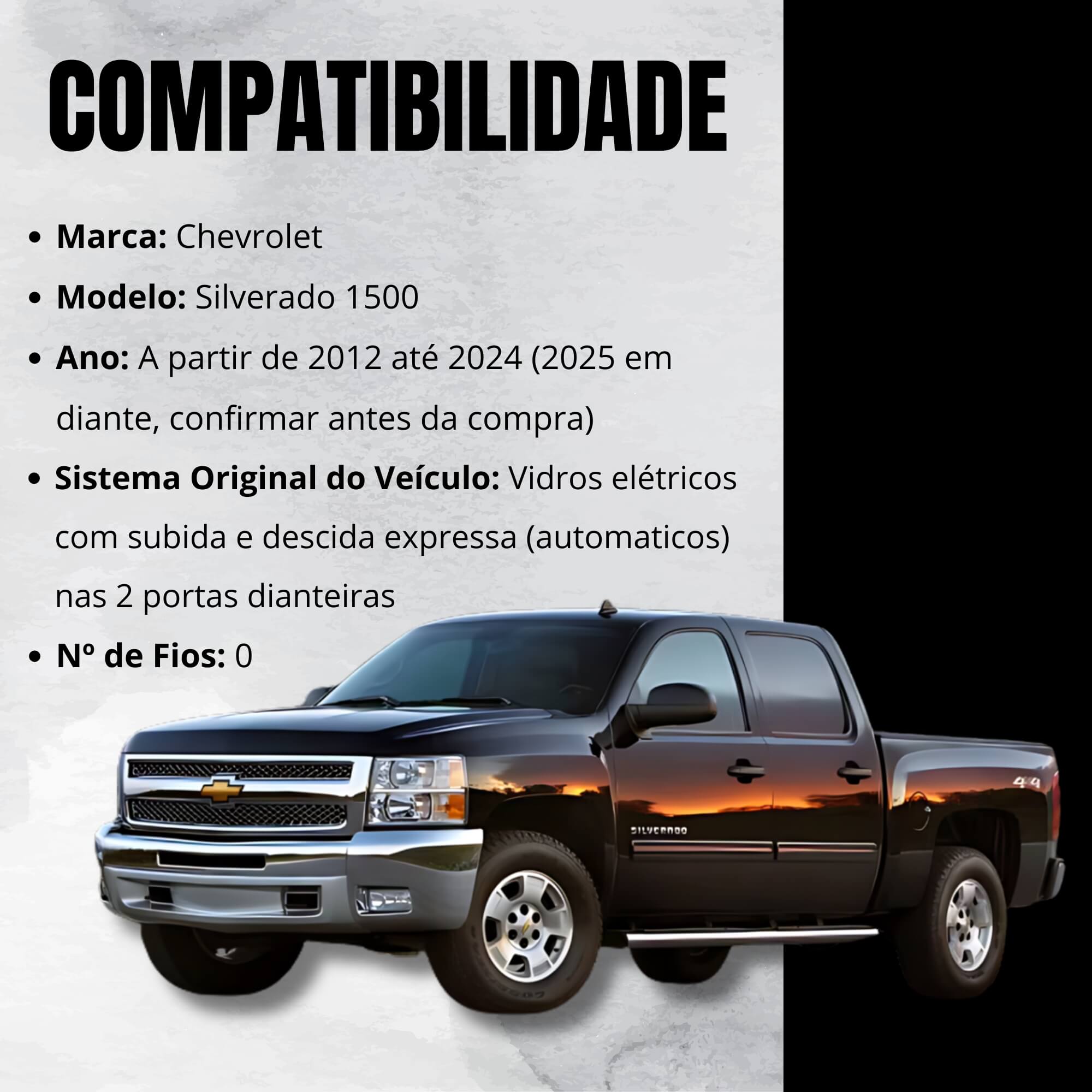 Módulo Automação Vidro Elétrico compatível com Silverado 1500 2012+ Tury - PRO4.159LONGAJ