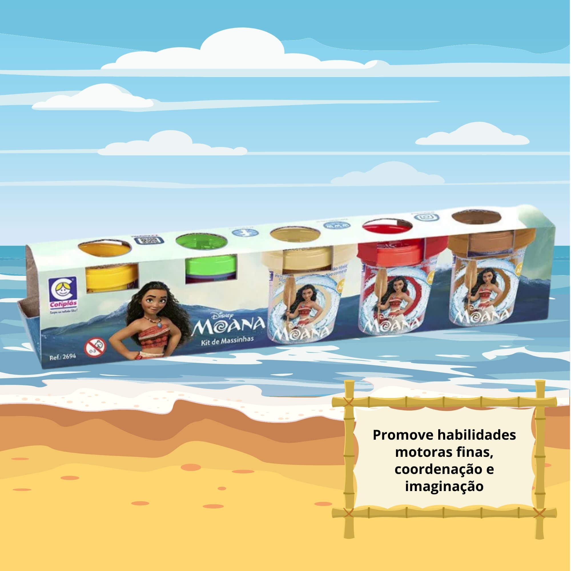 Brinquedo Infantil Kit de Massinhas de Modelar da Moana Cotiplás - 2694