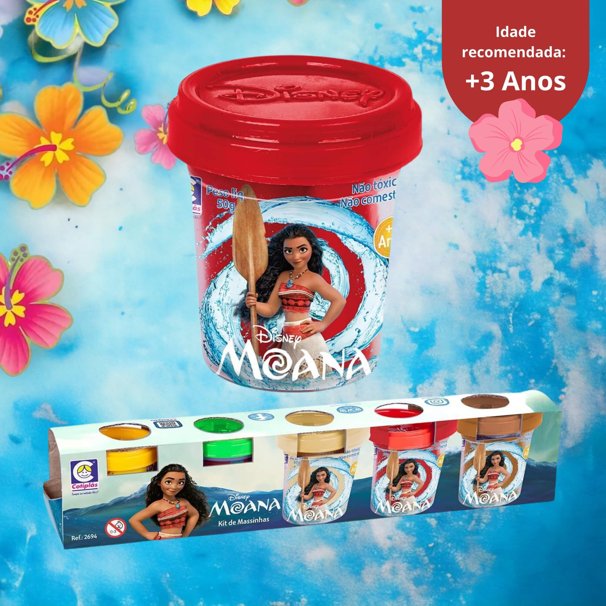 Brinquedo Infantil Kit de Massinhas de Modelar da Moana Cotiplás - 2694