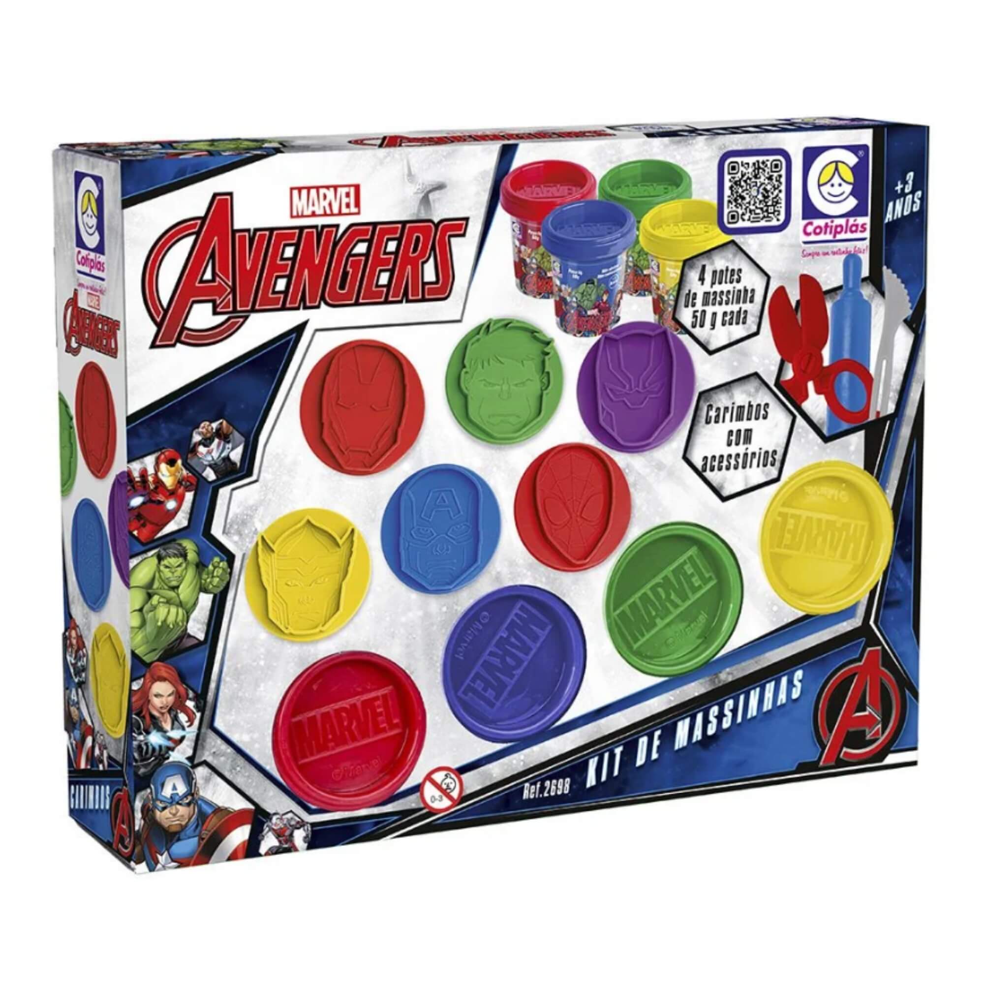 Brinquedo Infantil Kit de Massinhas com Carimbos da Marvel Cotiplás - 2698