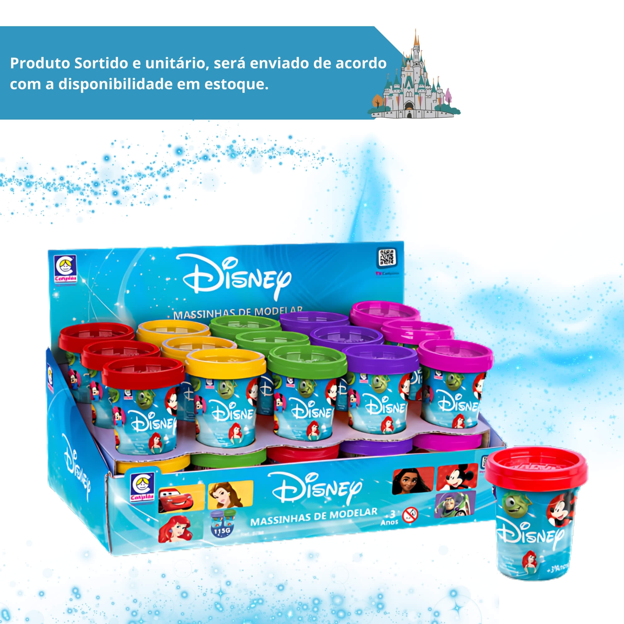 Brinquedo Infantil Massinha de Modelar Disney 115g Sortida e Unitária Cotiplás - 2768