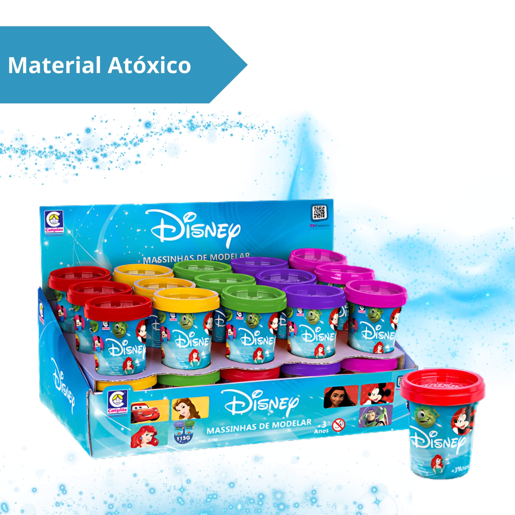 Brinquedo Infantil Massinha de Modelar Disney 115g Sortida e Unitária Cotiplás - 2768