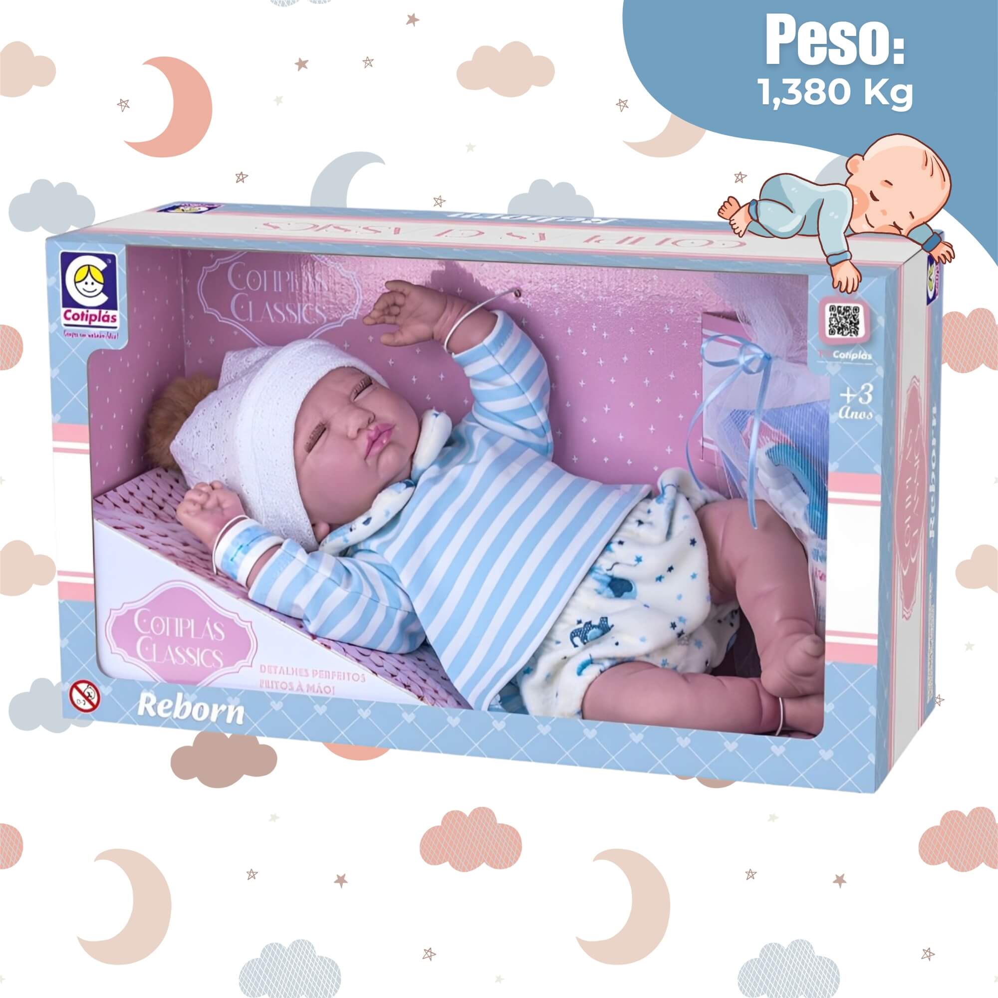 Boneca Bebê Reborn Classics Menino Cotiplas - 2774