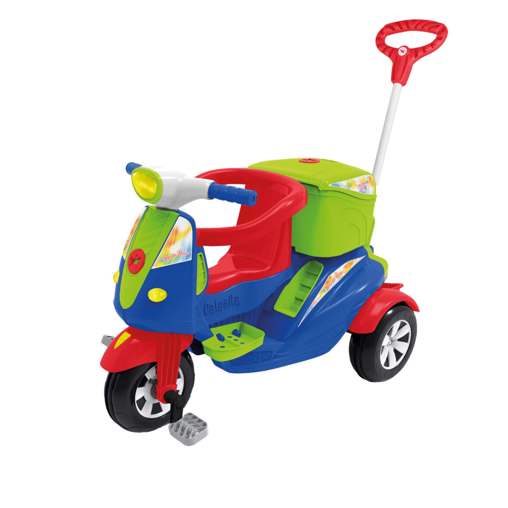 Triciclo Infantil Moto Uno 2 em 1 com Capacete de Brinquedo Calesita - 1035