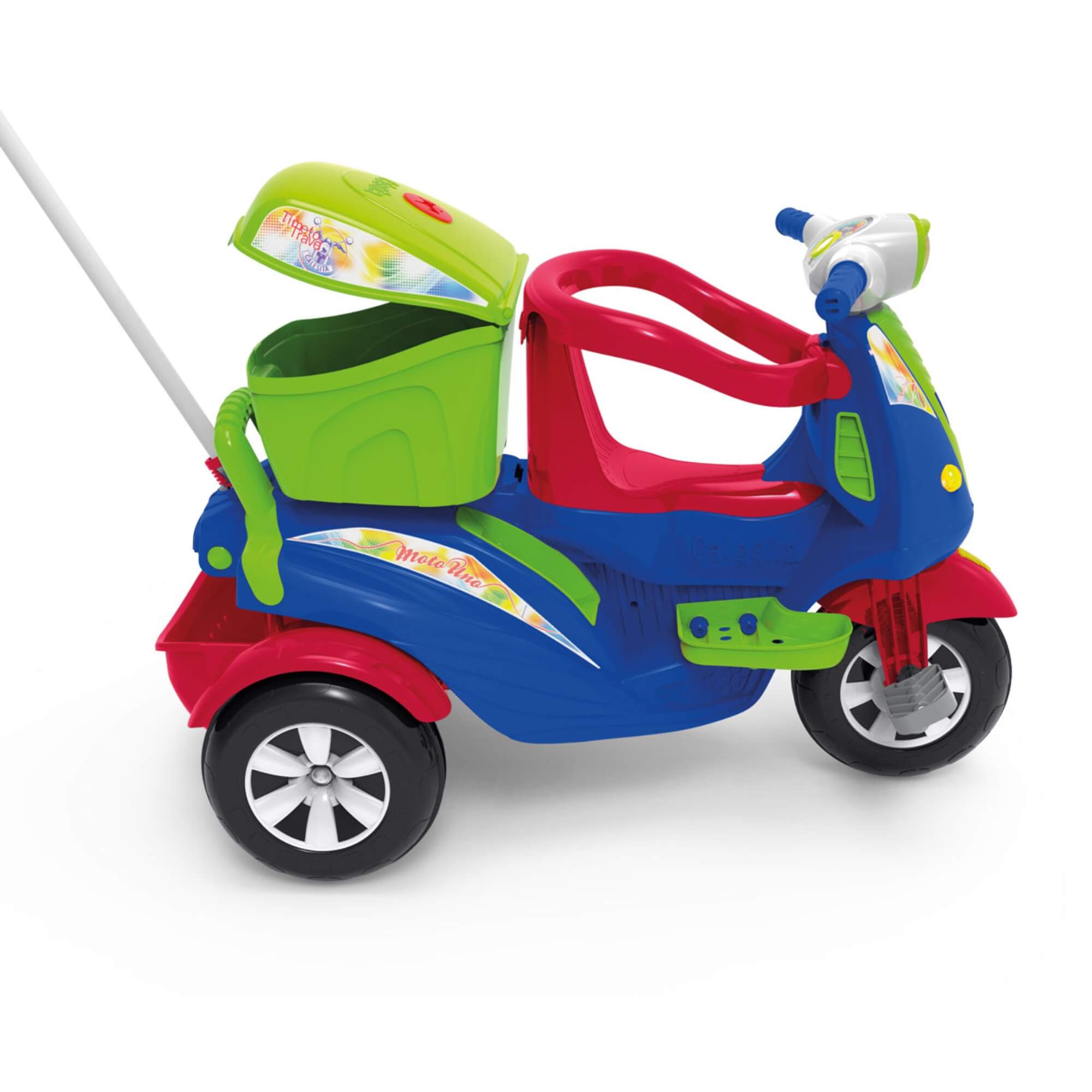Triciclo Infantil Moto Uno 2 em 1 com Capacete de Brinquedo Calesita - 1035