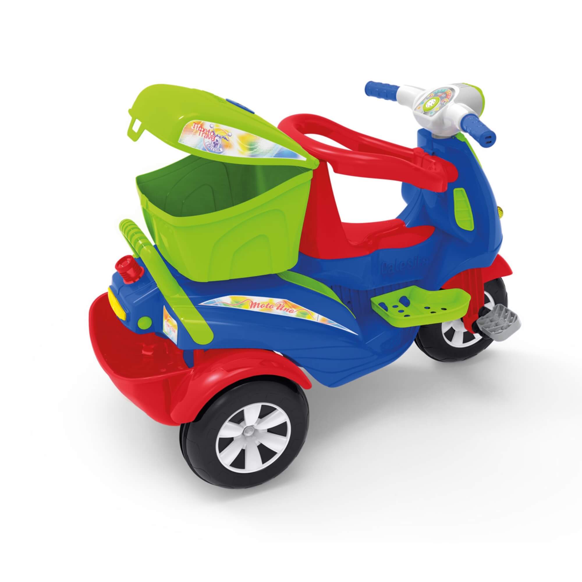 Triciclo Infantil Moto Uno 2 em 1 com Capacete de Brinquedo Calesita - 1035