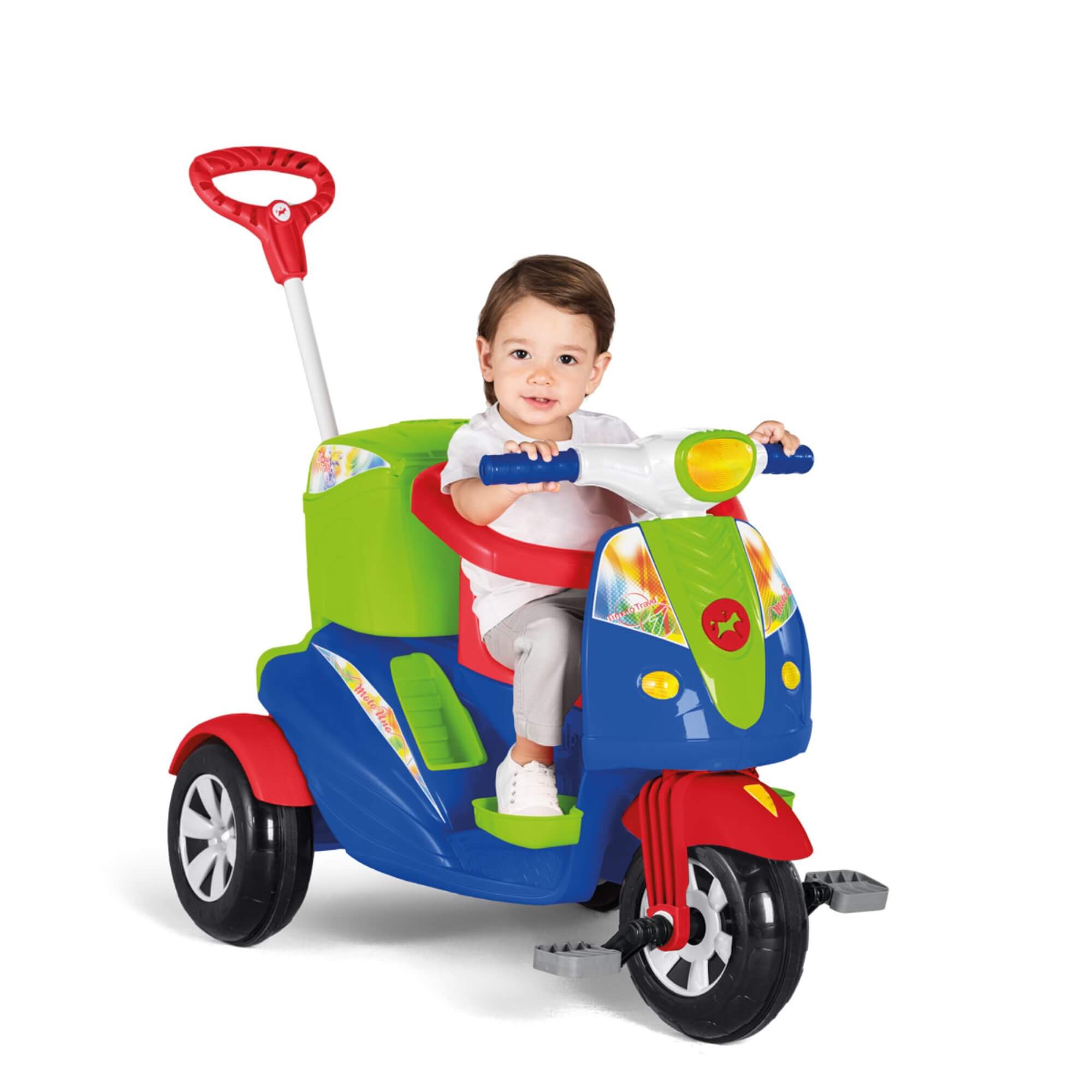 Triciclo Infantil Moto Uno 2 em 1 com Capacete de Brinquedo Calesita - 1035