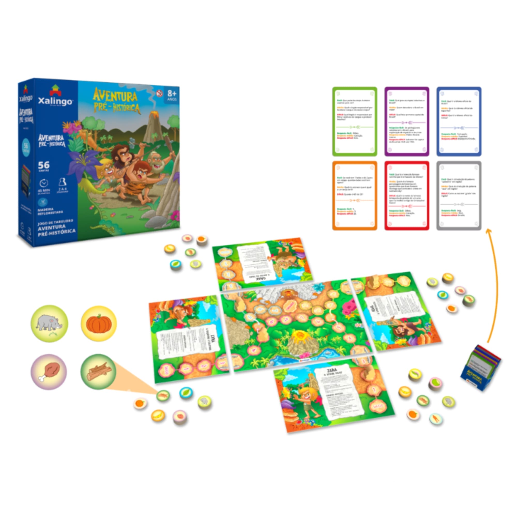 Jogo de Tabuleiro Aventura Pré-Histórica 6 Peças +8 anos Xalingo - 12721