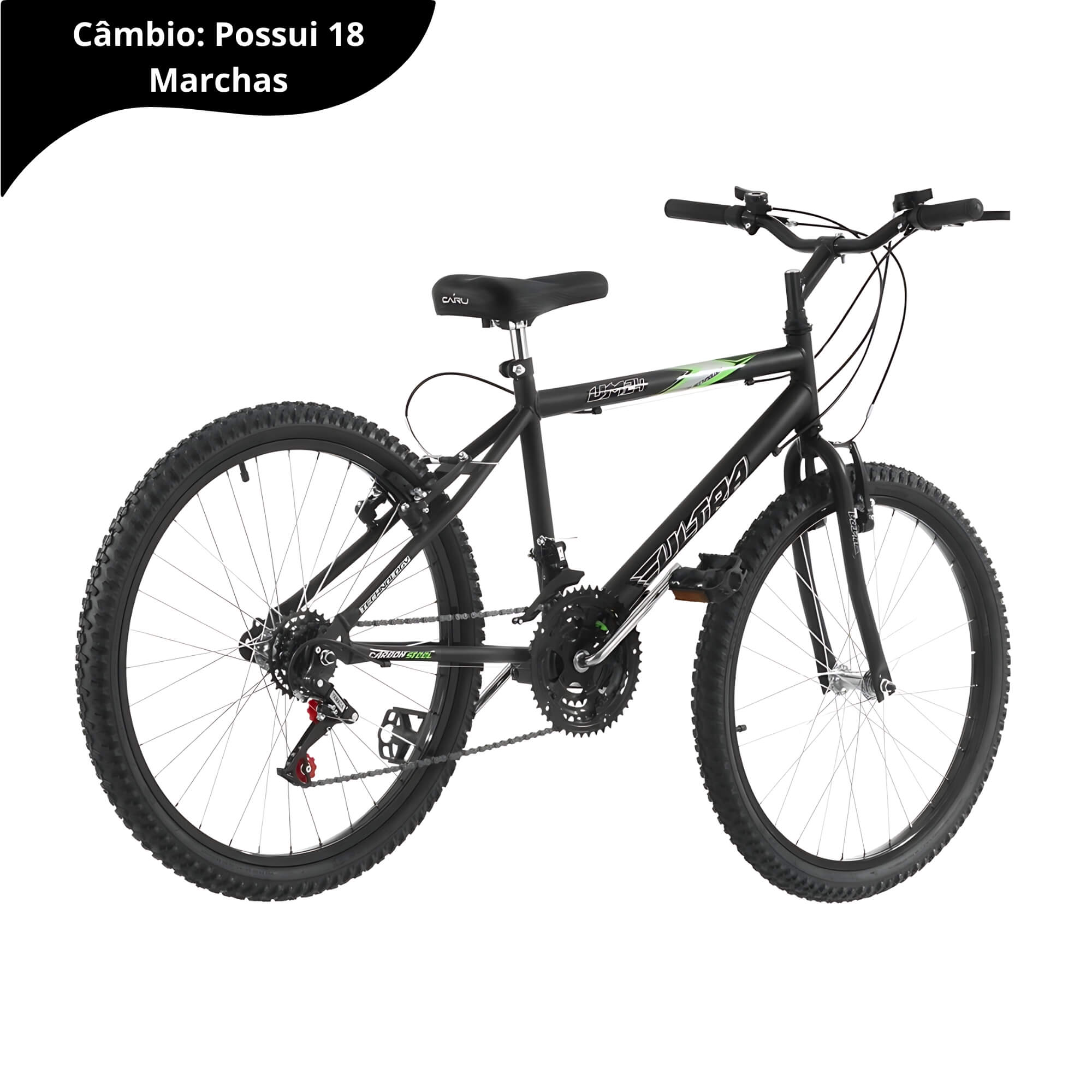 Bicicleta Ultra Bikes Aro 24 18 Marchas Preto Fosco Pro Tork - BM24-01PTF