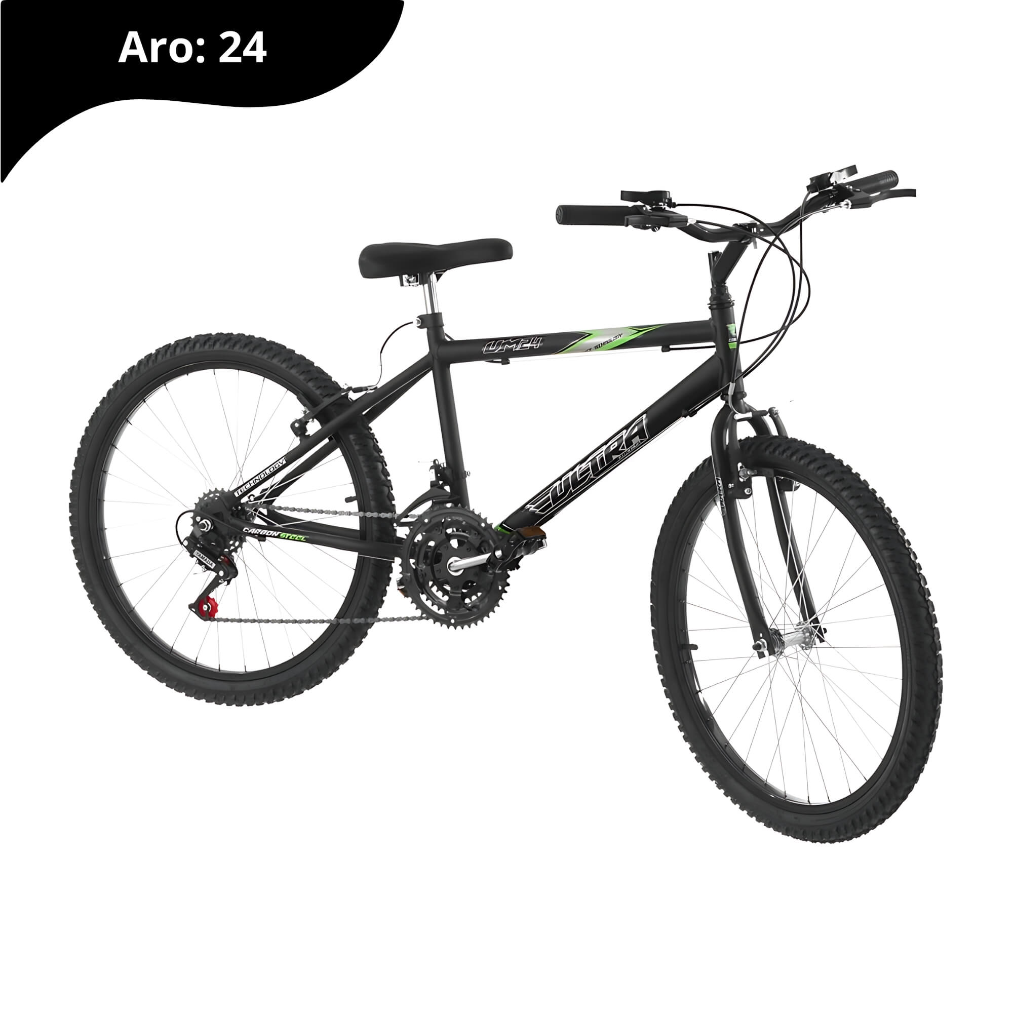 Bicicleta Ultra Bikes Aro 24 18 Marchas Preto Fosco Pro Tork - BM24-01PTF