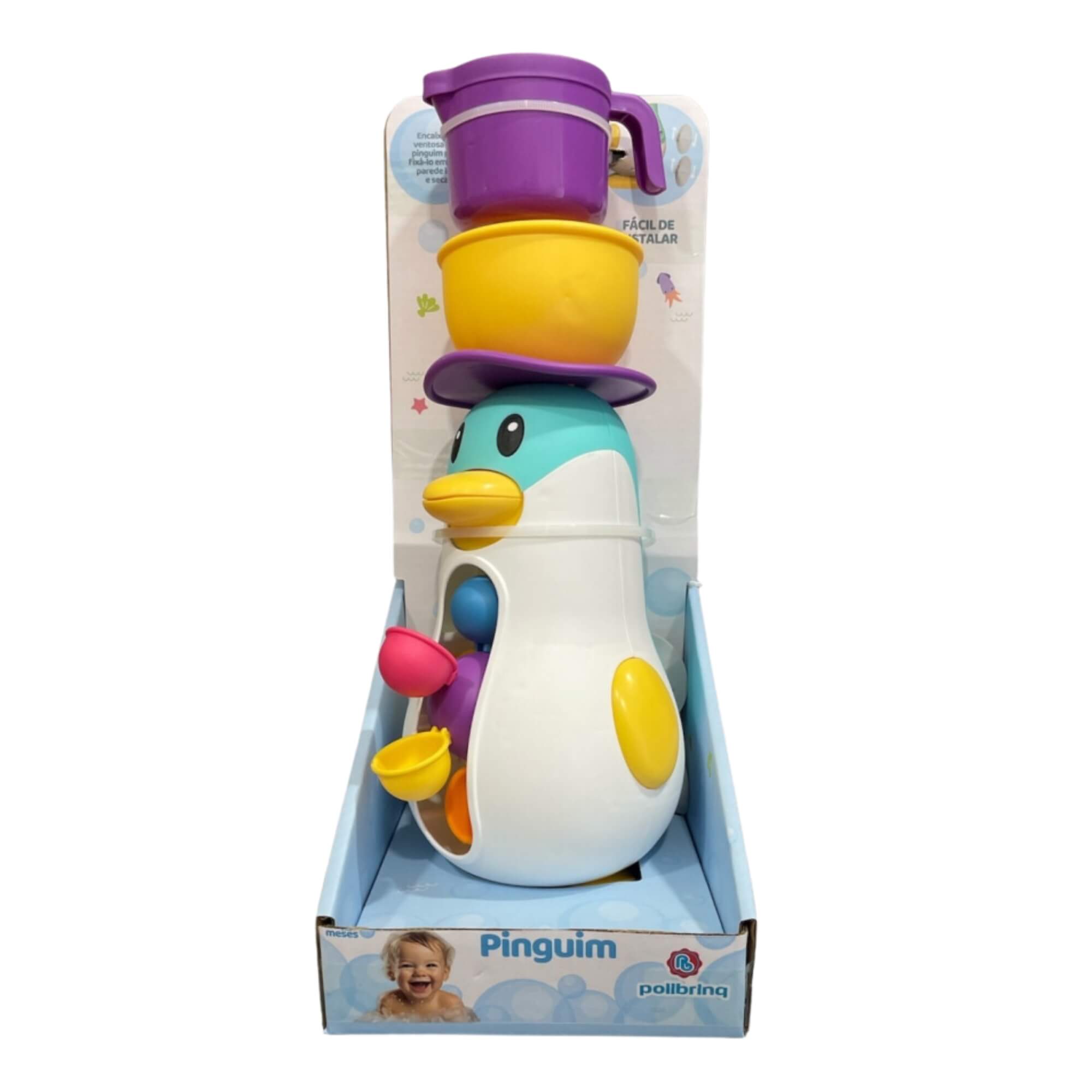 Brinquedo de Banheira para Bebês Pinguim Monta e Desmonta Polibrinq - BB3027
