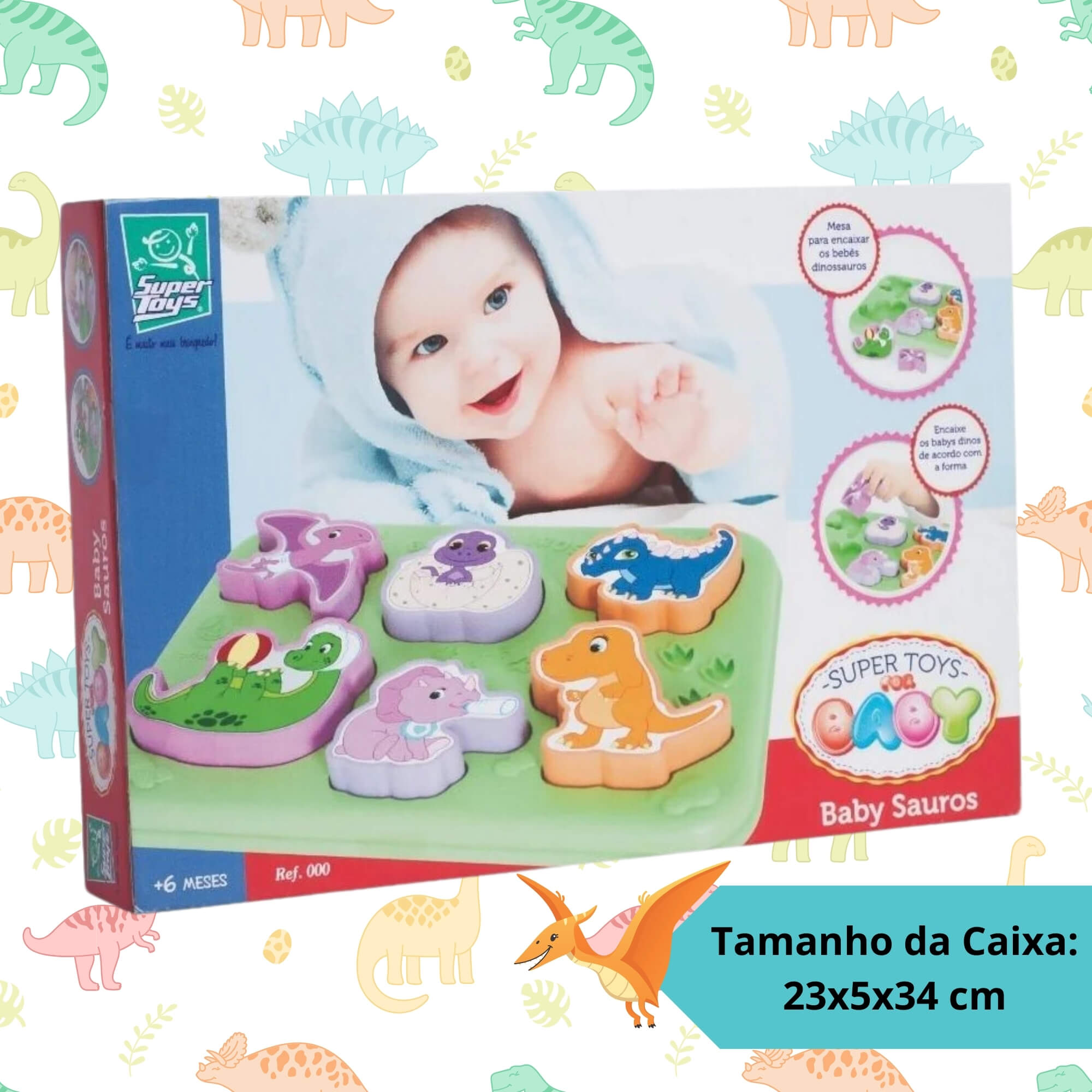 Peças Educativas para Bebê Montar Baby Sauros Super Toys - 298