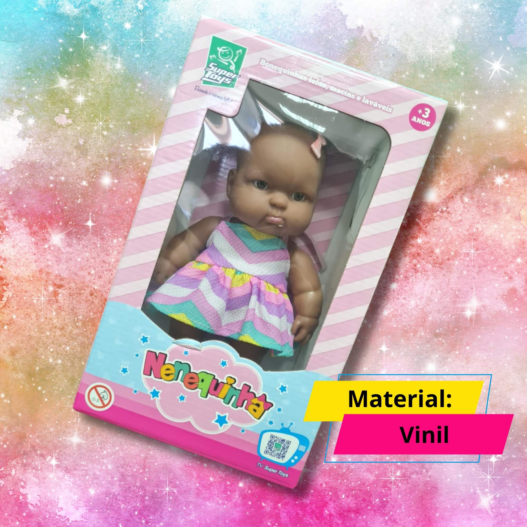 Boneca Nenequinha Negra Clássica Sortida e Unitária SUPER TOYS - 344
