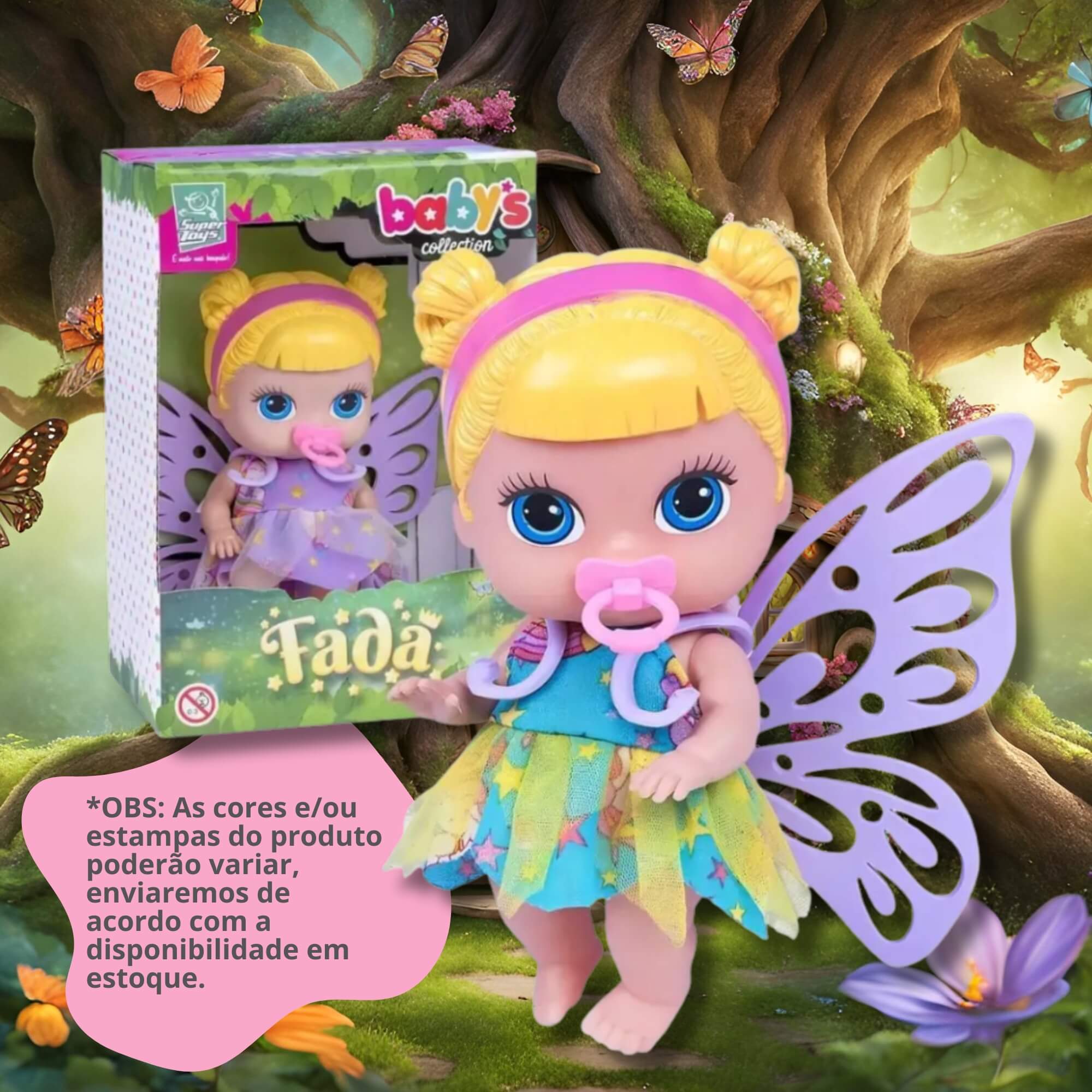 Boneca Babys Collection Mini Fada com Acessórios Super Toys - 372