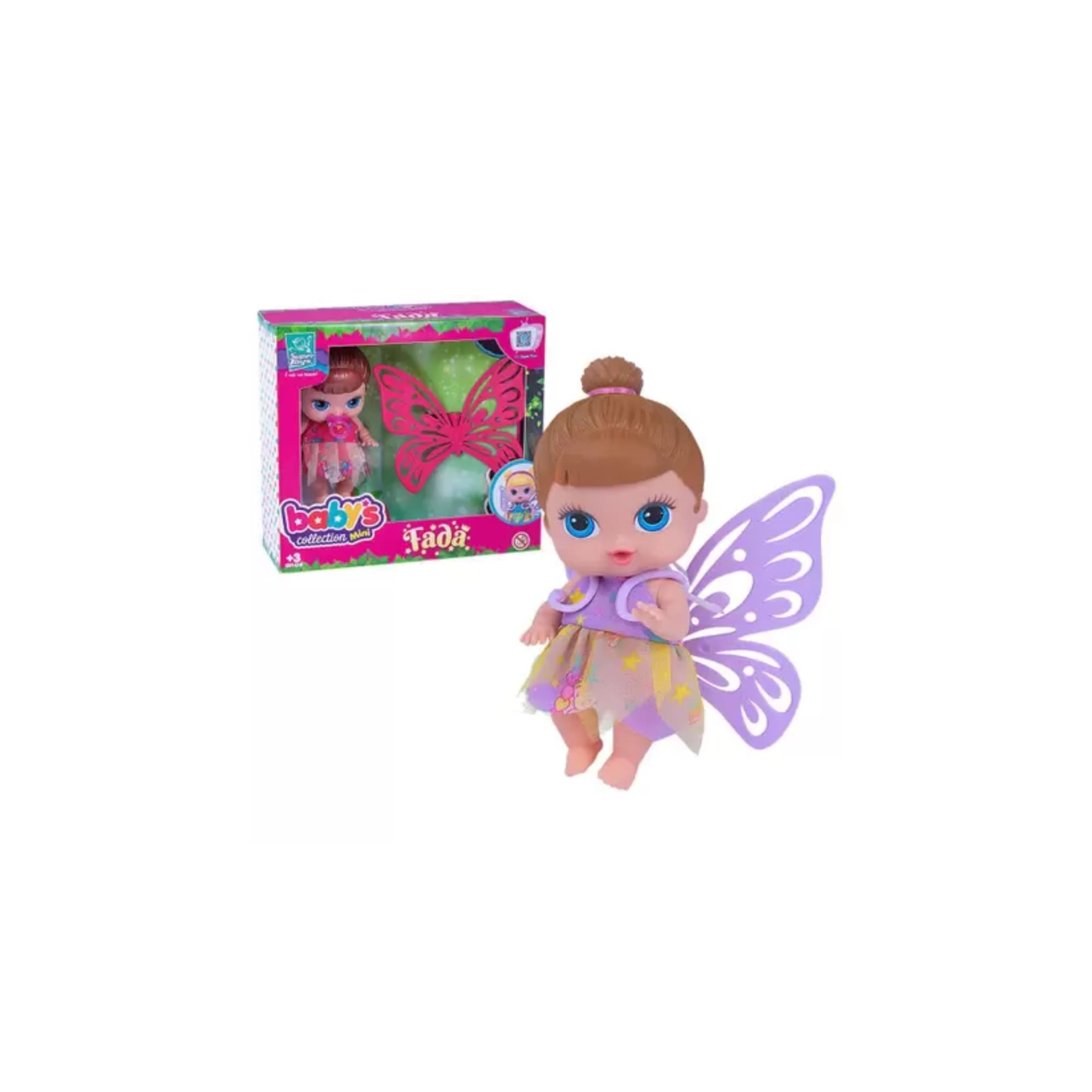 Boneca Babys Collection Mini Fada Morena com Chupetinha SUPER TOYS - 373