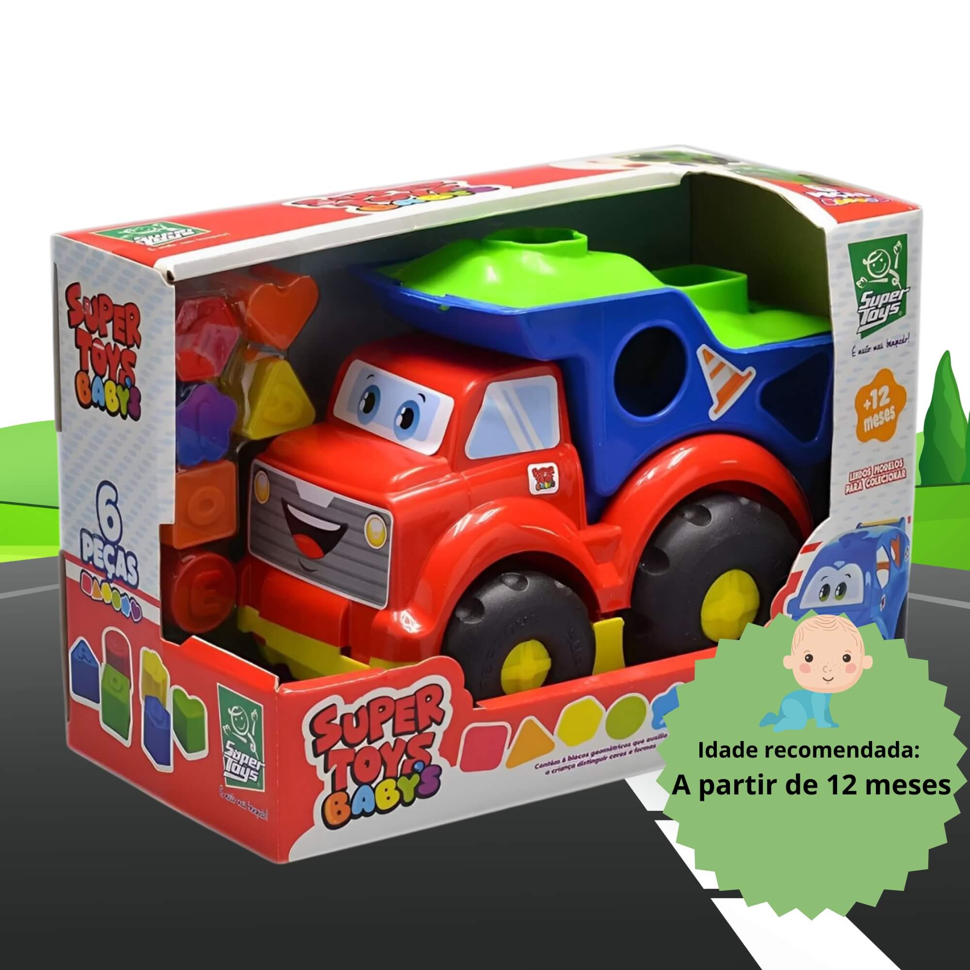 Brinquedo Infantil Didático Caminhão Caçamba para Bebês Super Toys - 390